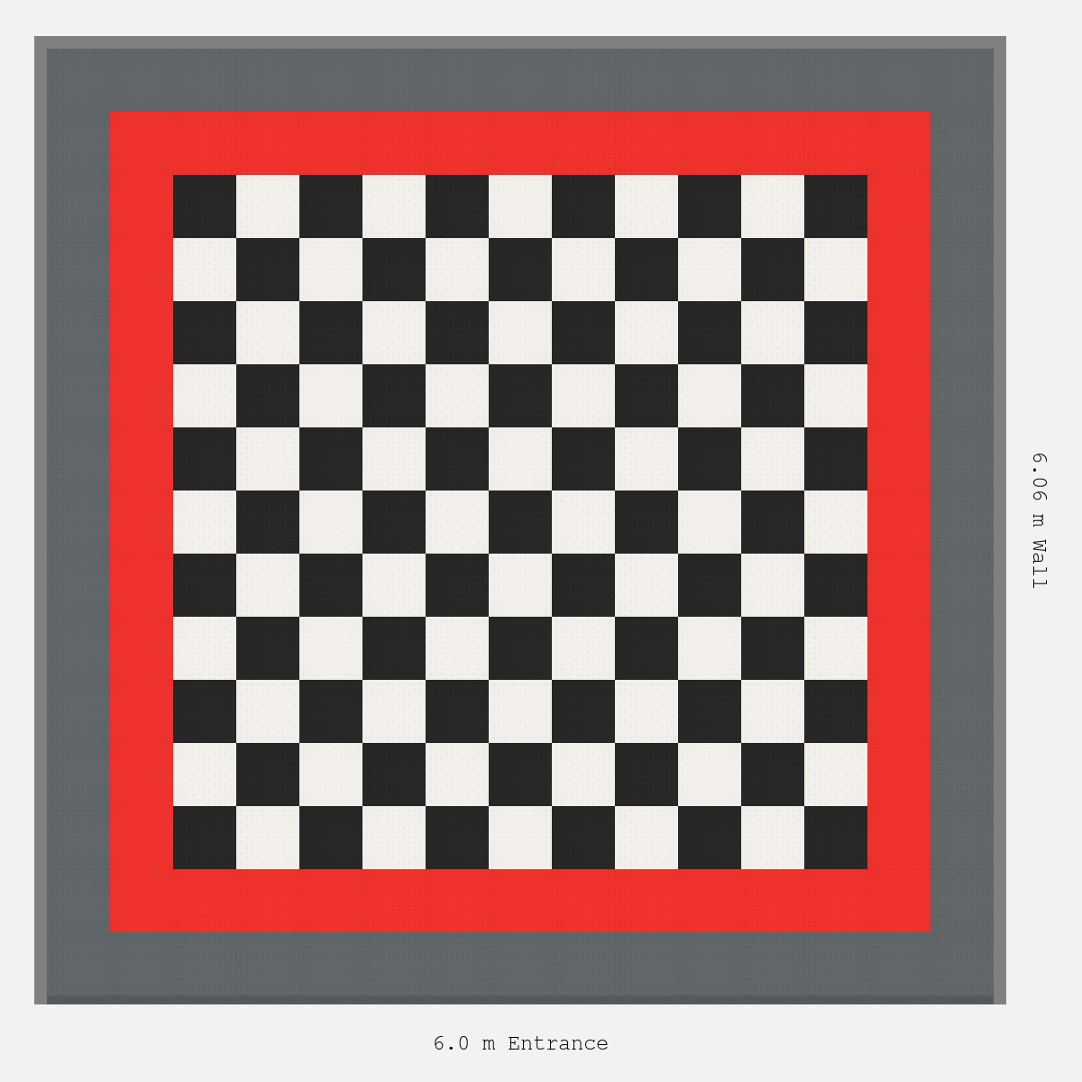 ULTRATUFF Double Border Chequer Infill Design Outer: Space Grey - Inner: Rosso Red - Infill: Jet Black - Alpine White