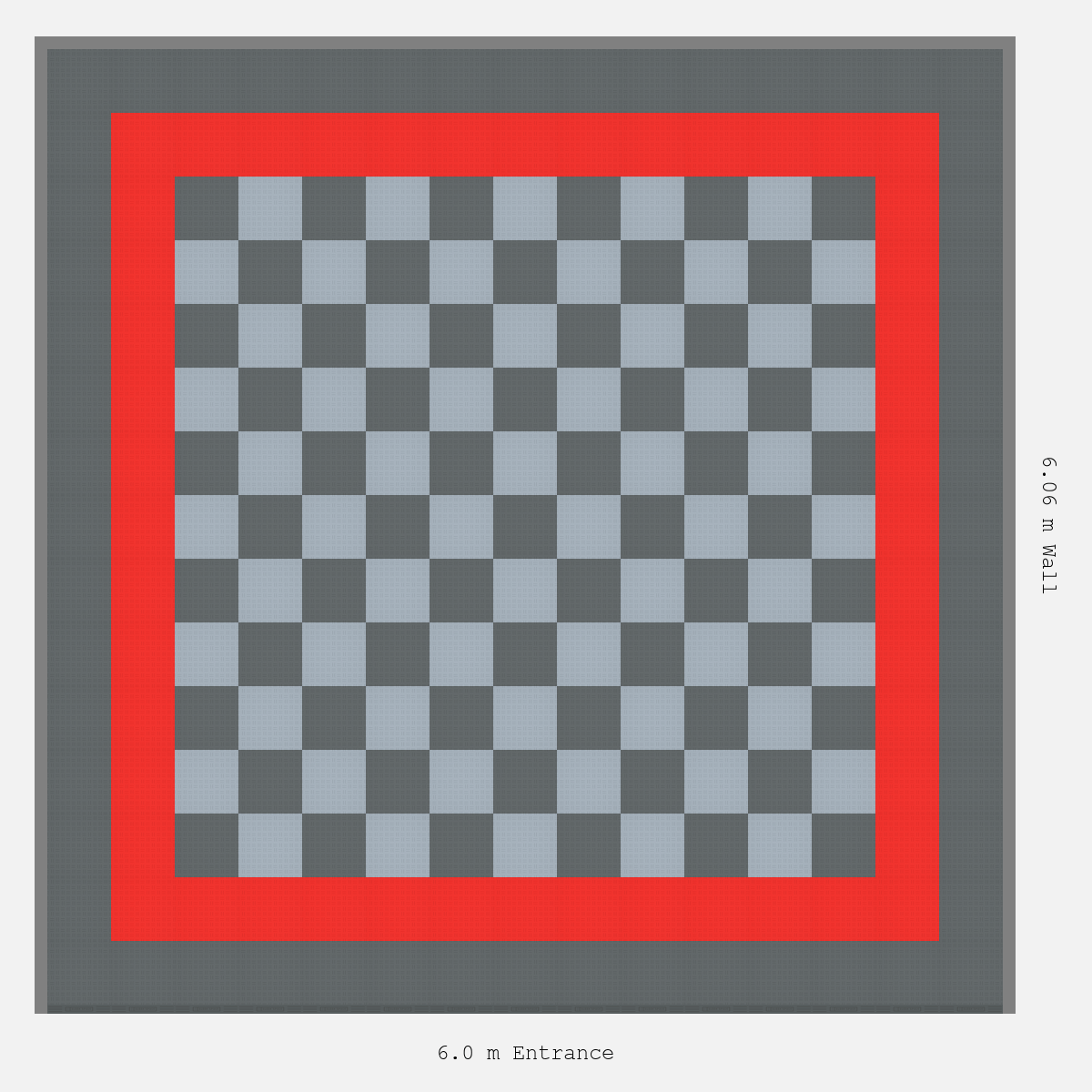 ULTRATUFF Double Border Chequer Infill Design Outer: Space Grey - Inner: Rosso Red - Infill: Space Grey - Silver Grey
