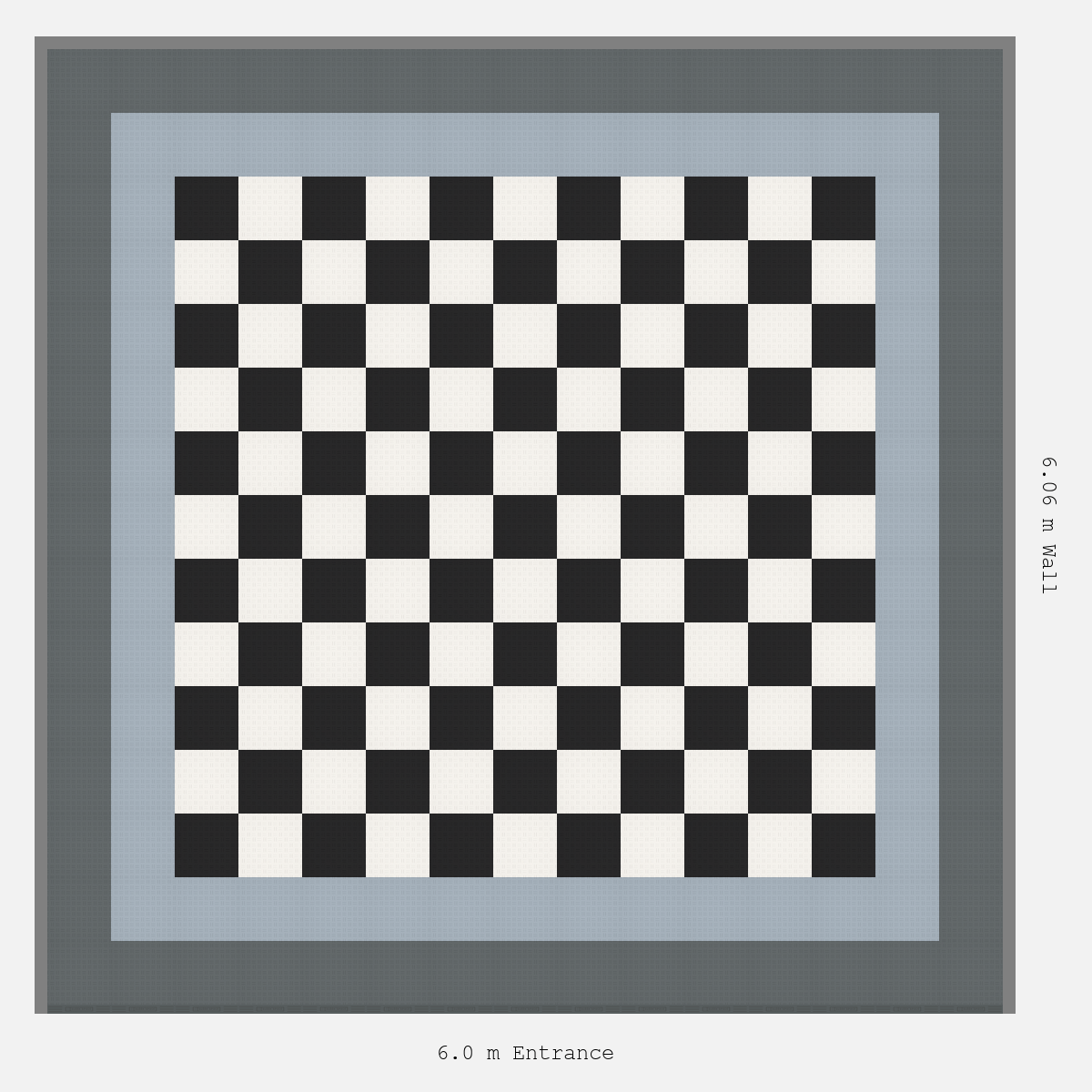 ULTRATUFF Double Border Chequer Infill Design Outer: Space Grey - Inner: Silver Grey - Infill: Jet Black - Alpine White