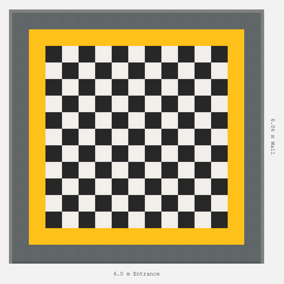 ULTRATUFF Double Border Chequer Infill Design Outer: Space Grey - Inner: Speed Yellow - Infill: Jet Black - Alpine White