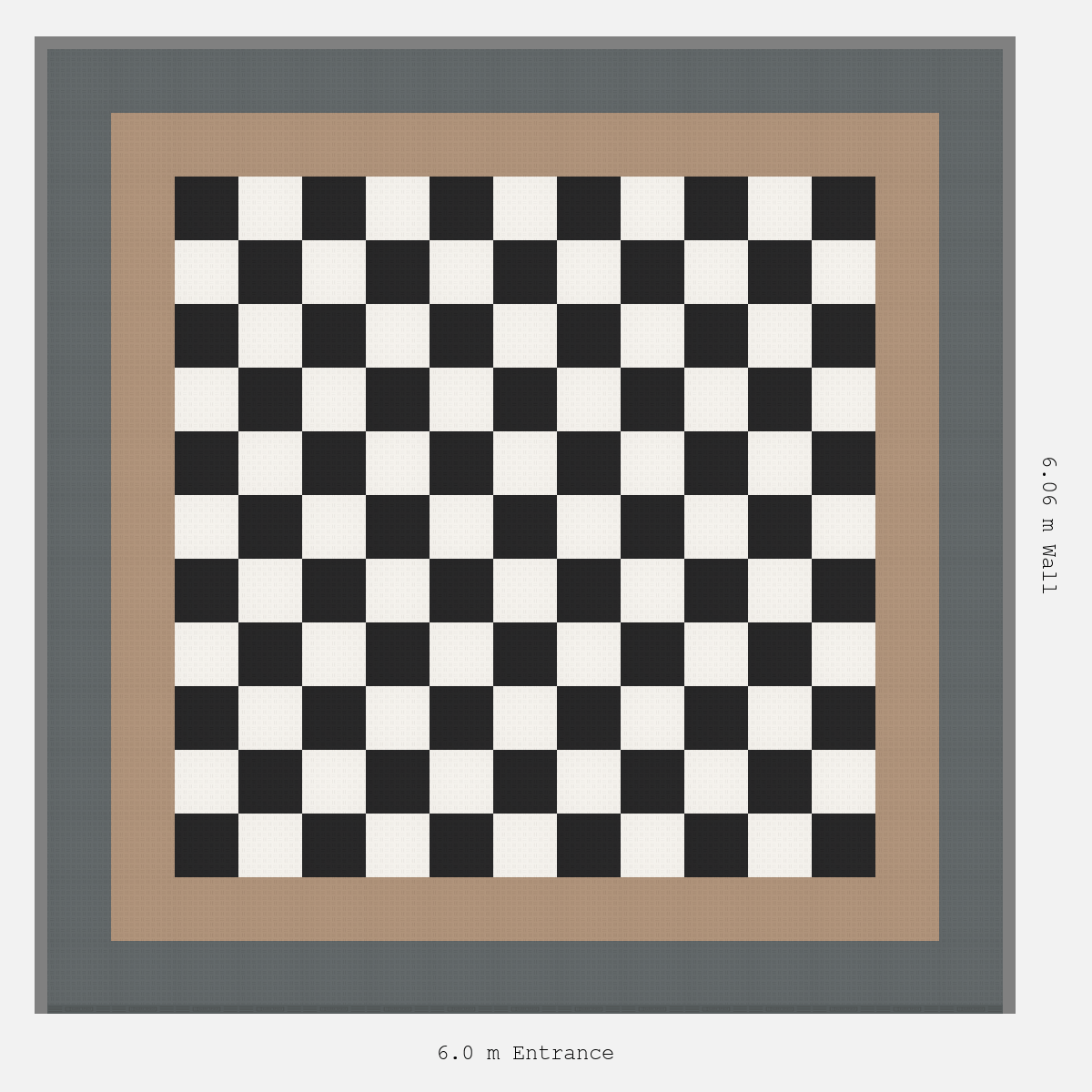 ULTRATUFF Double Border Chequer Infill Design Outer: Space Grey - Inner: Stone Beige - Infill: Jet Black - Alpine White