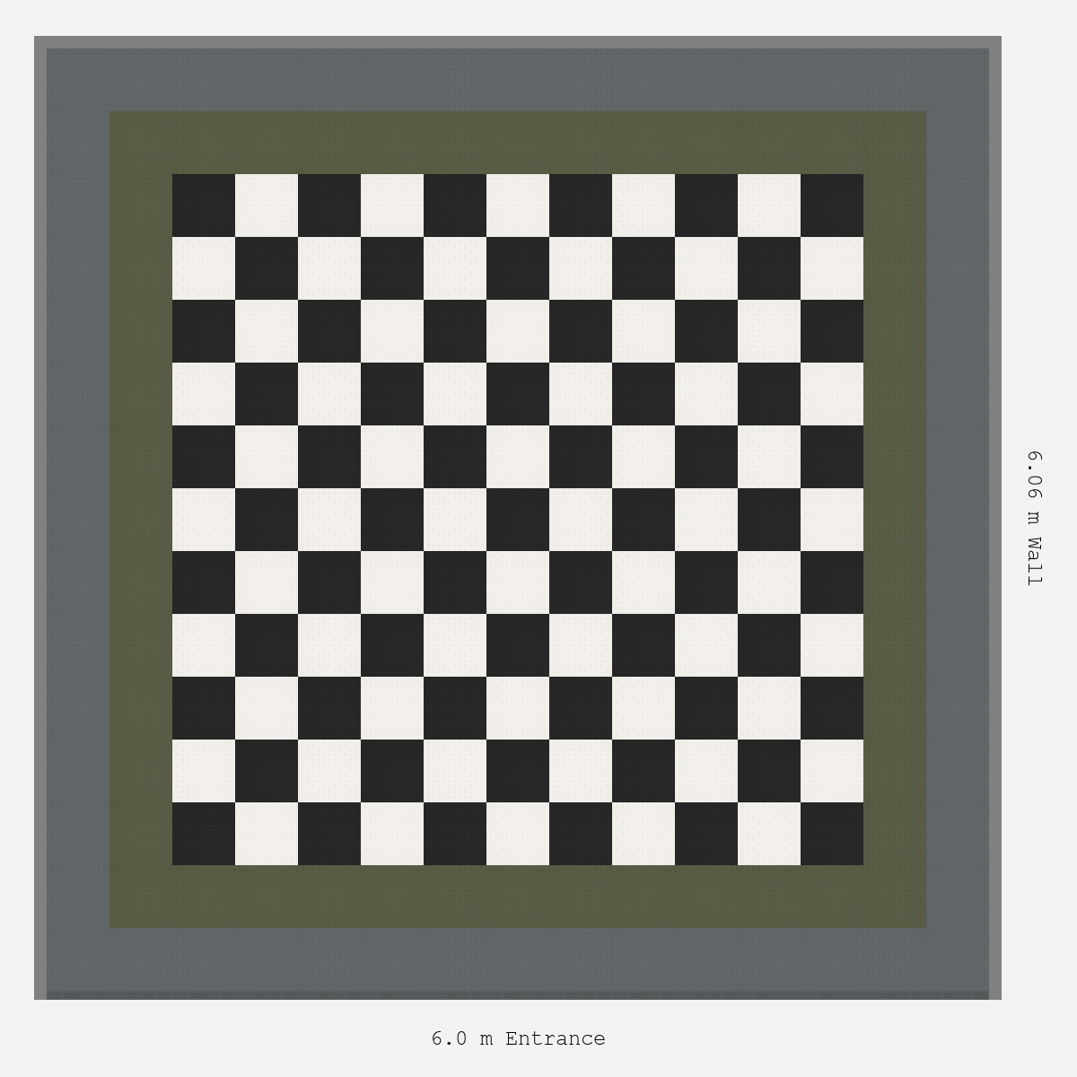 ULTRATUFF Double Border Chequer Infill Design Outer: Space Grey - Inner: Tactical Olive - Infill: Jet Black - Alpine White