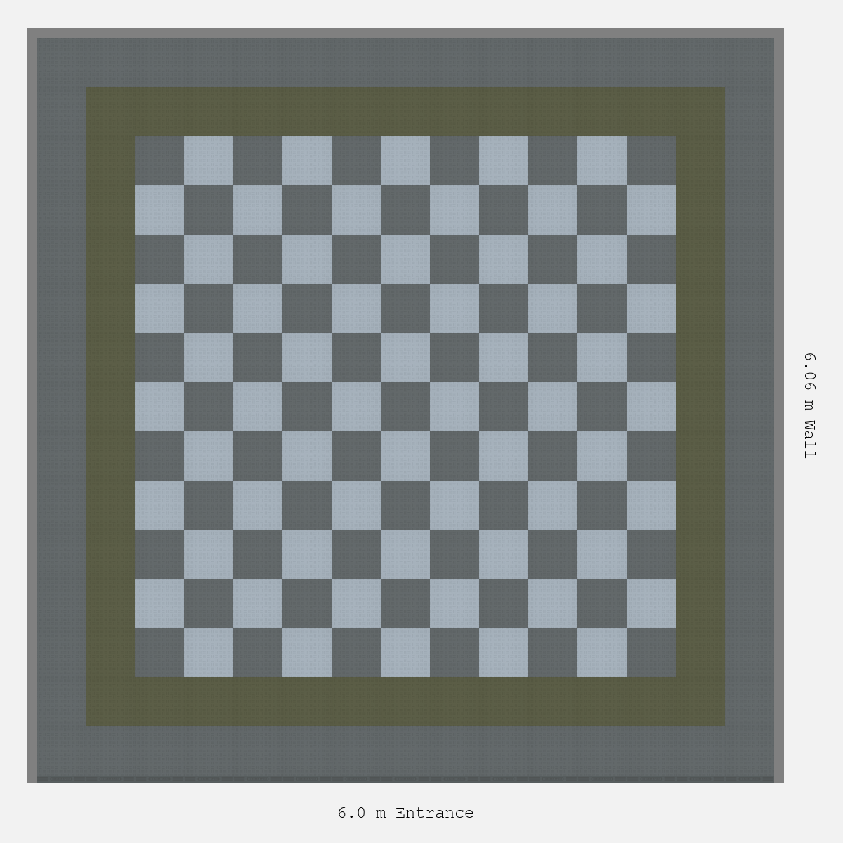 ULTRATUFF Double Border Chequer Infill Design Outer: Space Grey - Inner: Tactical Olive - Infill: Space Grey - Silver Grey