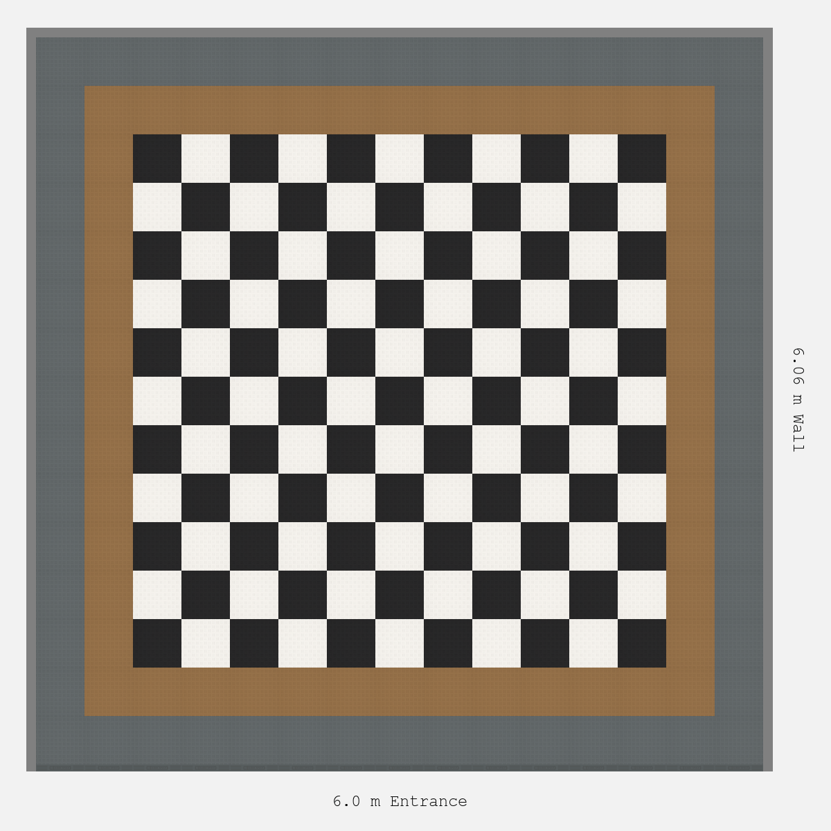 ULTRATUFF Double Border Chequer Infill Design Outer: Space Grey - Inner: Trophy Gold - Infill: Jet Black - Alpine White