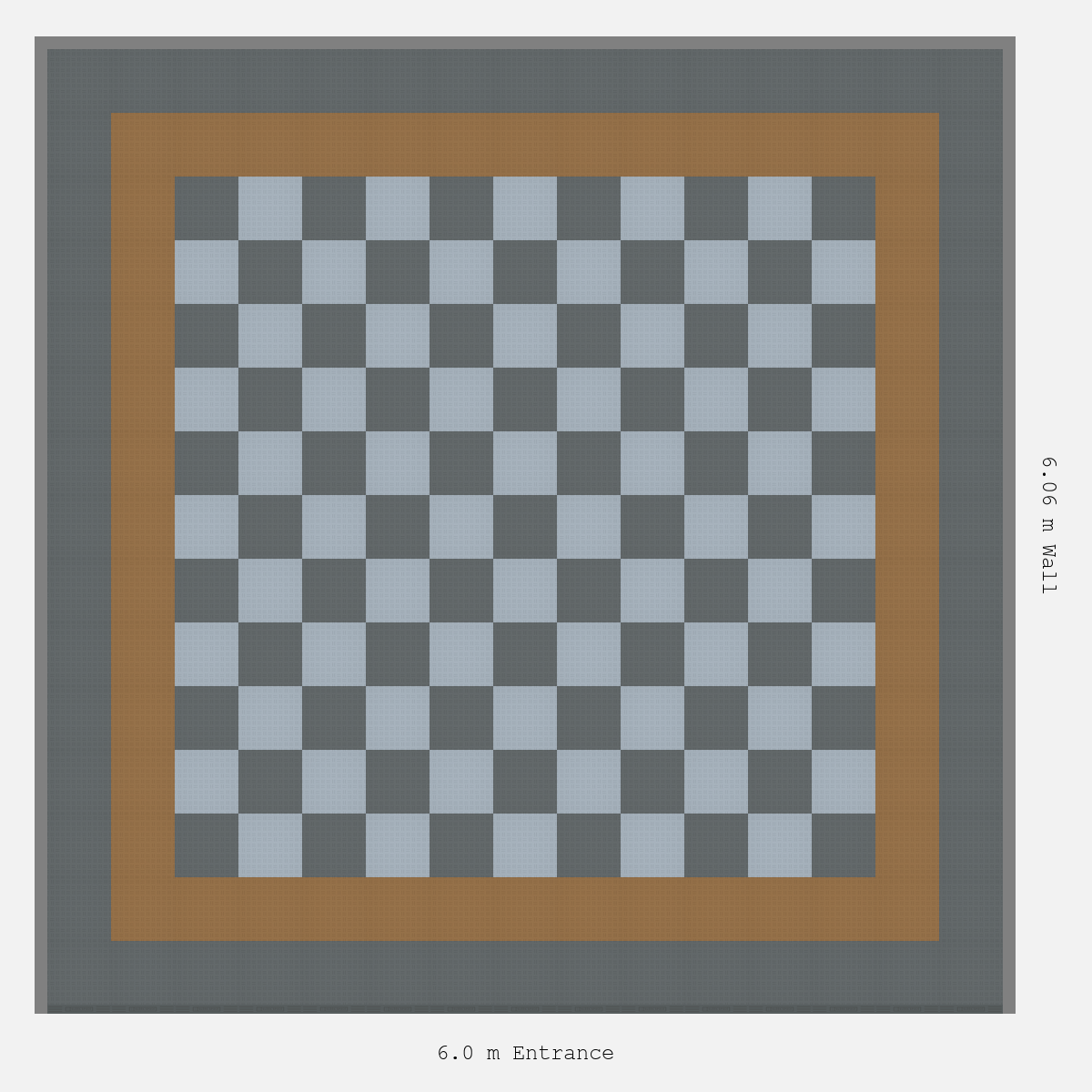 ULTRATUFF Double Border Chequer Infill Design Outer: Space Grey - Inner: Trophy Gold - Infill: Space Grey - Silver Grey