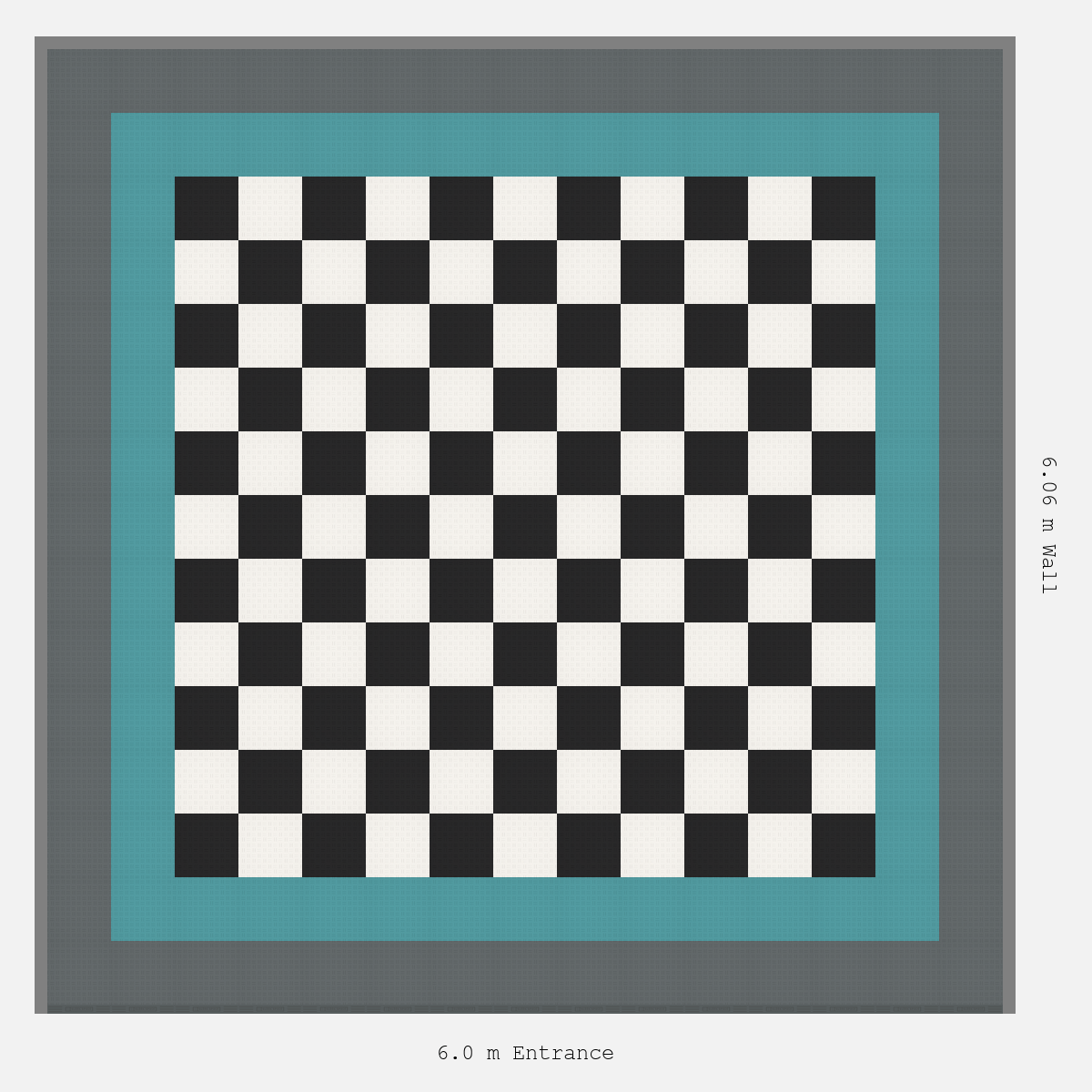 ULTRATUFF Double Border Chequer Infill Design Outer: Space Grey - Inner: Turbo Teal - Infill: Jet Black - Alpine White