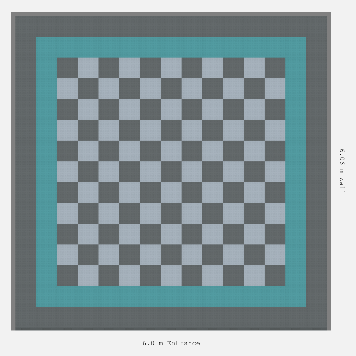 ULTRATUFF Double Border Chequer Infill Design Outer: Space Grey - Inner: Turbo Teal - Infill: Space Grey - Silver Grey