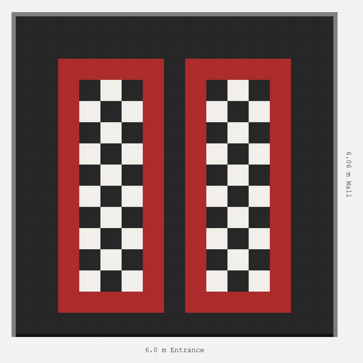 ULTRATUFF Parking Bay Chequer Infill Design Base: Jet Black - Outline: Crimson Red - Infill: Jet Black - Alpine White