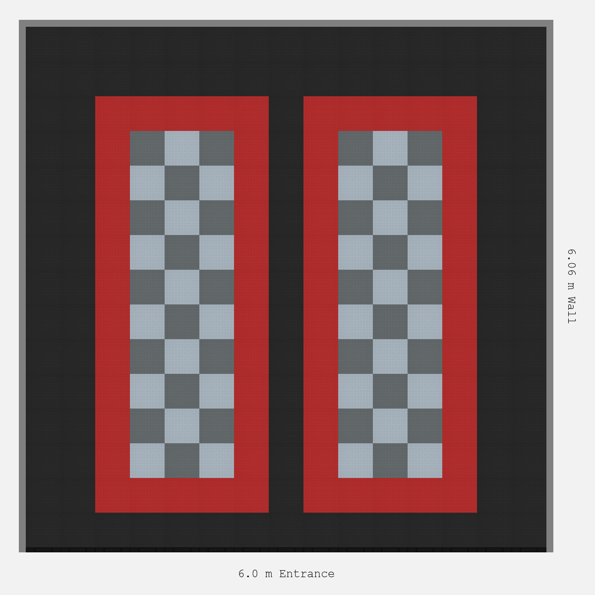ULTRATUFF Parking Bay Chequer Infill Design Base: Jet Black - Outline: Crimson Red - Infill: Space Grey - Silver Grey