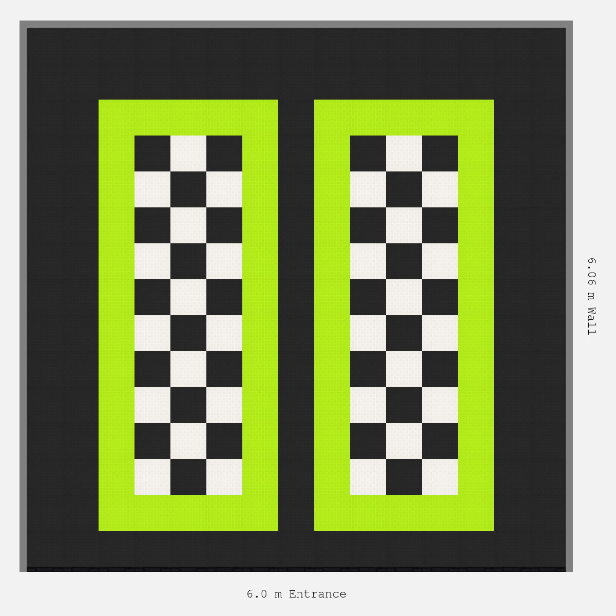ULTRATUFF Parking Bay Chequer Infill Design Base: Jet Black - Outline: Electric Green - Infill: Jet Black - Alpine White