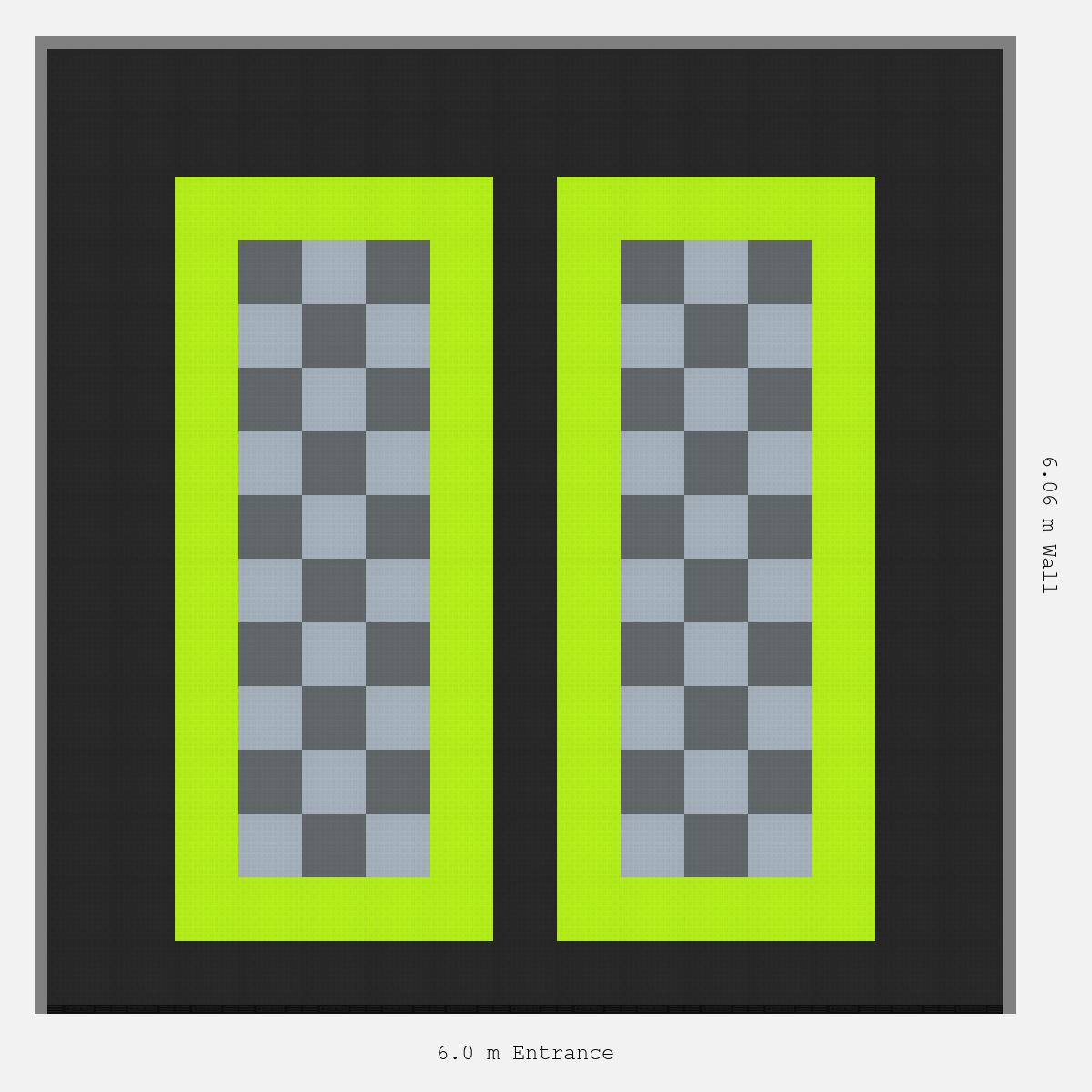 ULTRATUFF Parking Bay Chequer Infill Design Base: Jet Black - Outline: Electric Green - Infill: Space Grey - Silver Grey