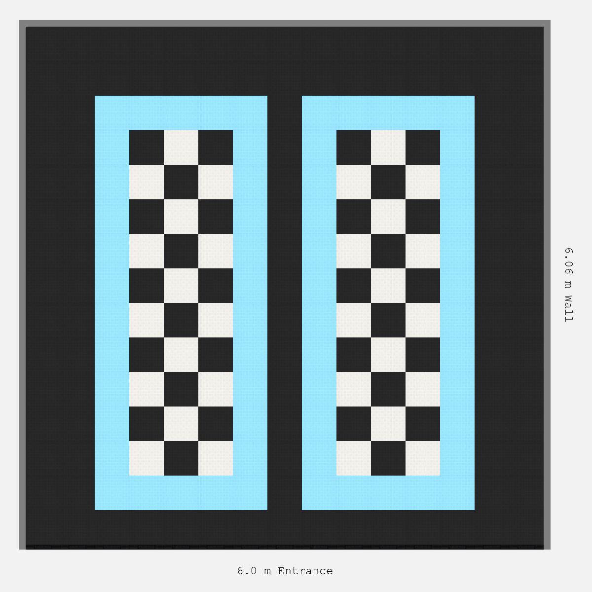 ULTRATUFF Parking Bay Chequer Infill Design Base: Jet Black - Outline: Gulf Blue - Infill: Jet Black - Alpine White