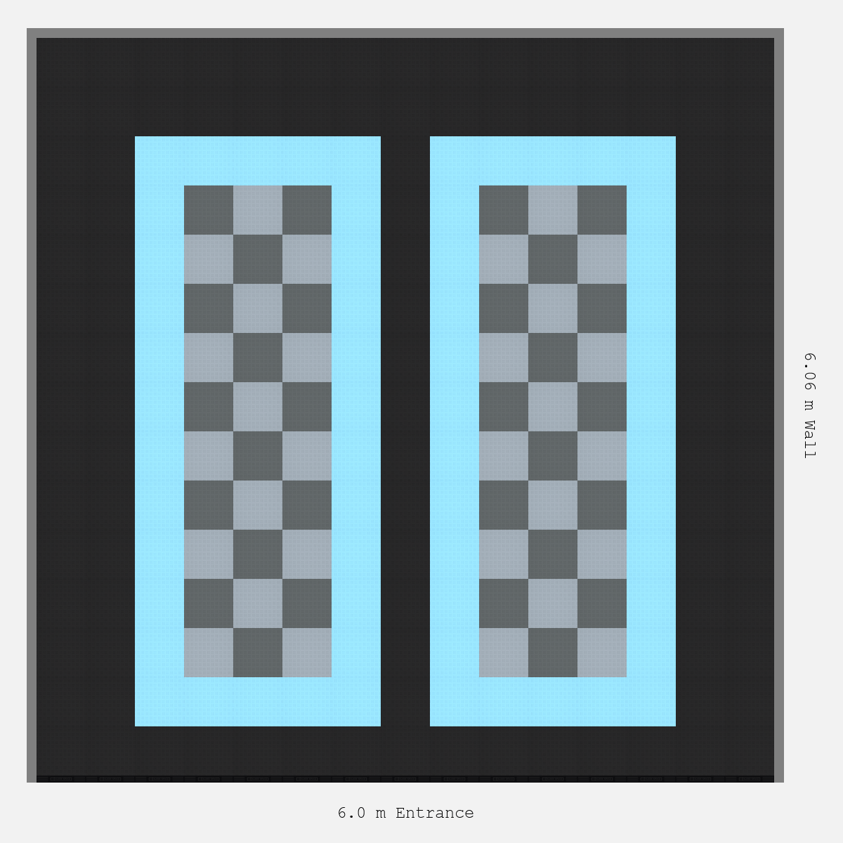 ULTRATUFF Parking Bay Chequer Infill Design Base: Jet Black - Outline: Gulf Blue - Infill: Space Grey - Silver Grey