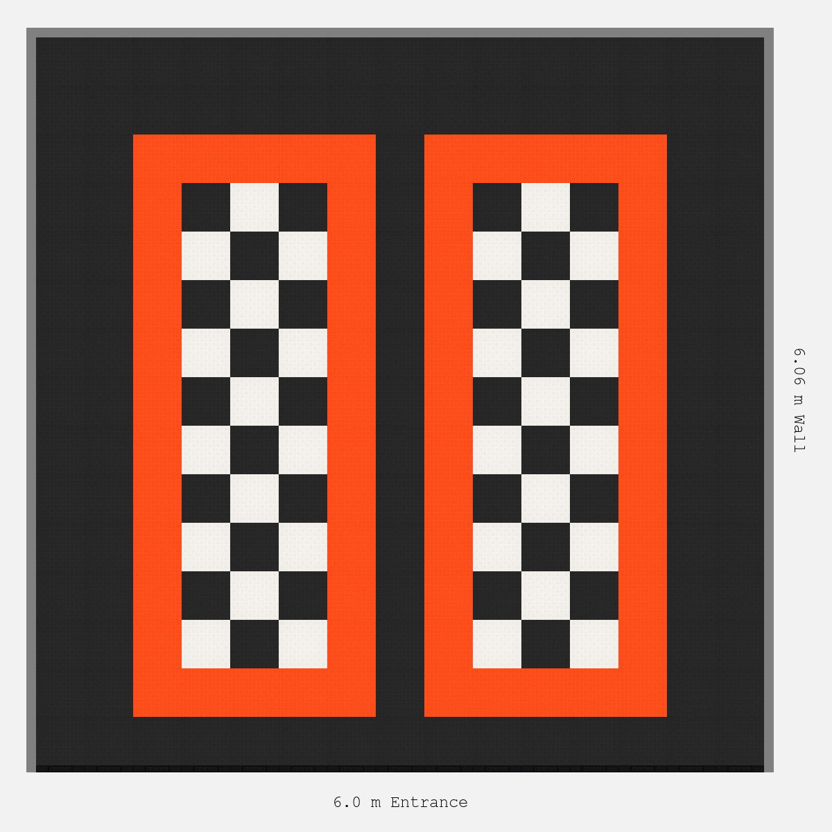 ULTRATUFF Parking Bay Chequer Infill Design Base: Jet Black - Outline: Lava Orange - Infill: Jet Black - Alpine White