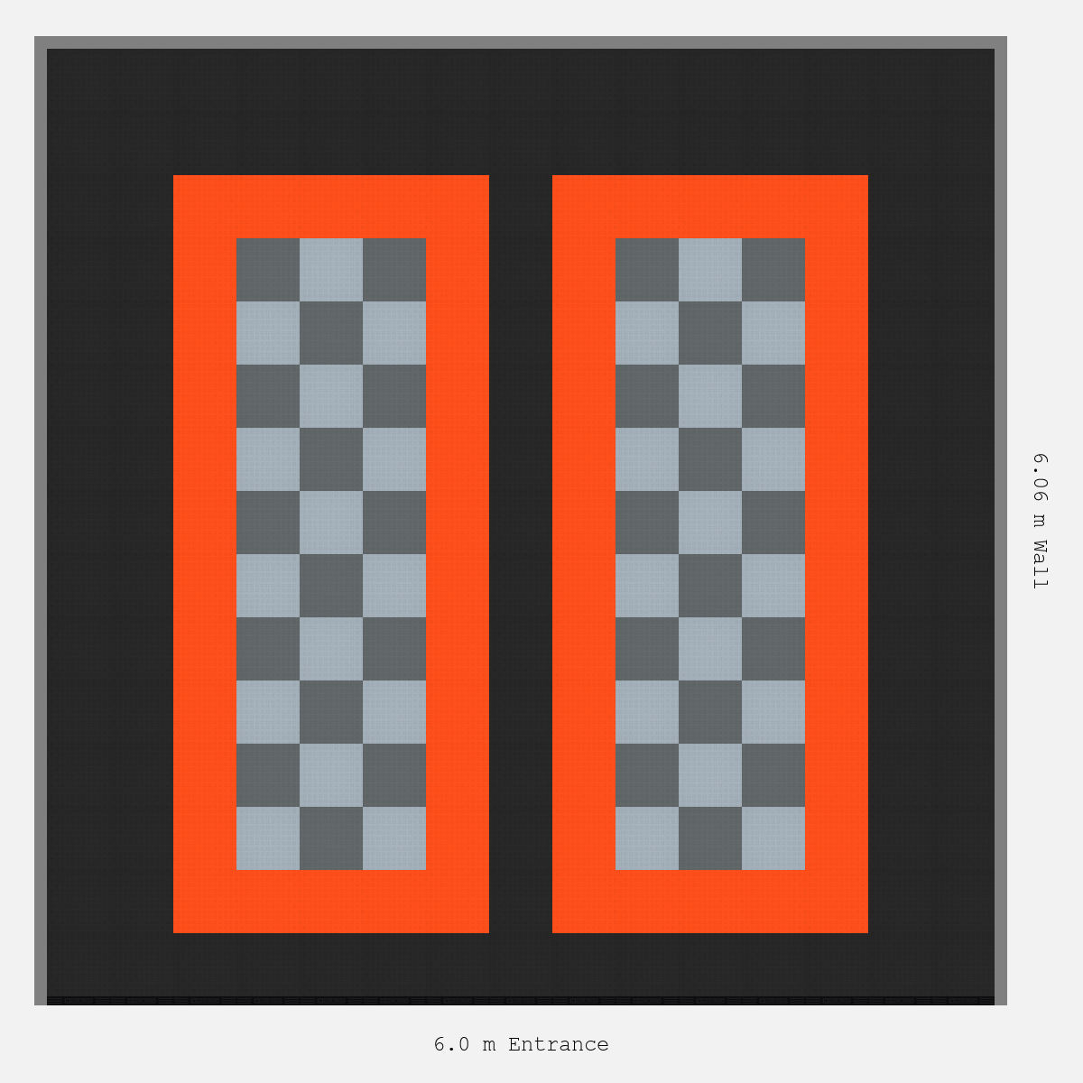 ULTRATUFF Parking Bay Chequer Infill Design Base: Jet Black - Outline: Lava Orange - Infill: Space Grey - Silver Grey