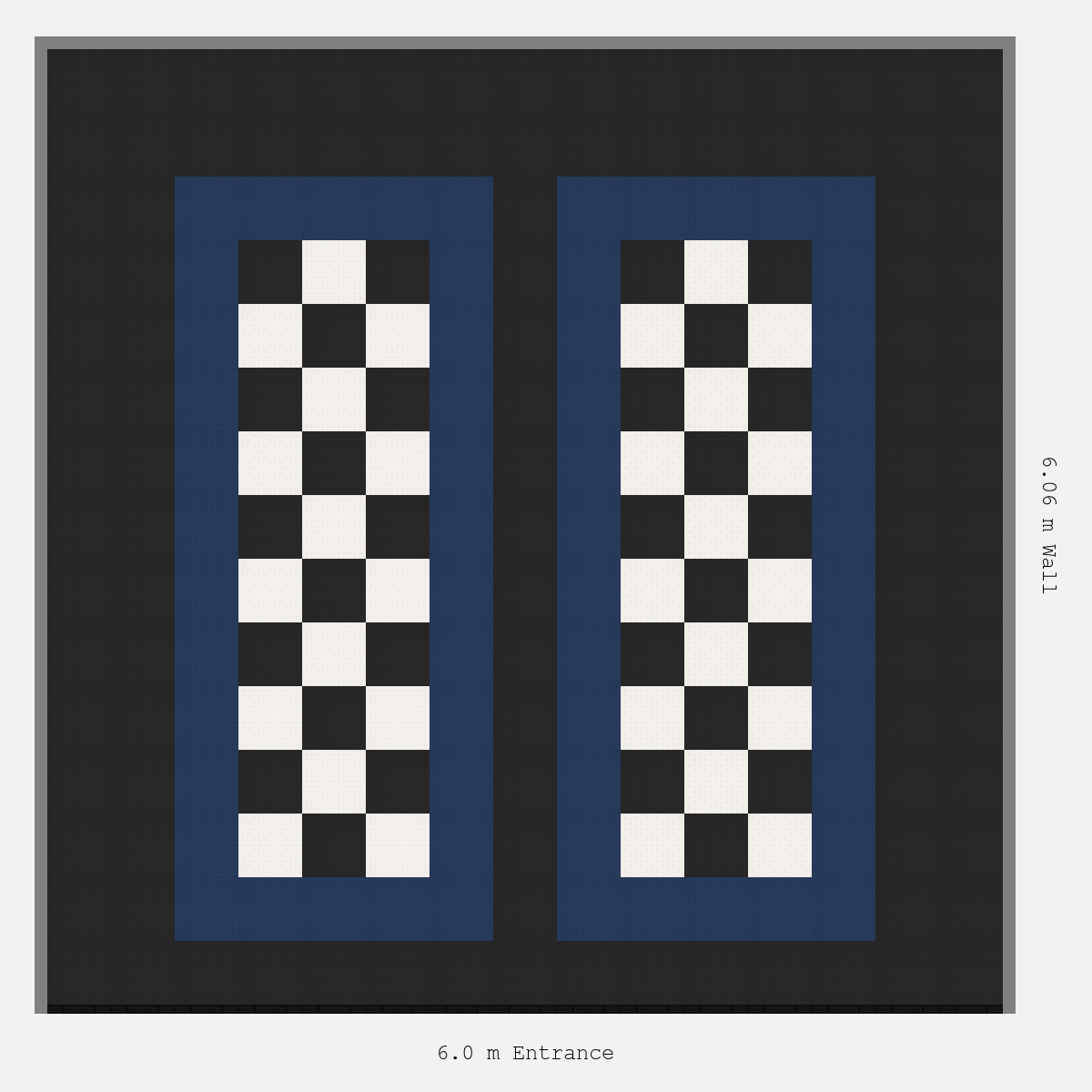 ULTRATUFF Parking Bay Chequer Infill Design Base: Jet Black - Outline: Night Blue - Infill: Jet Black - Alpine White