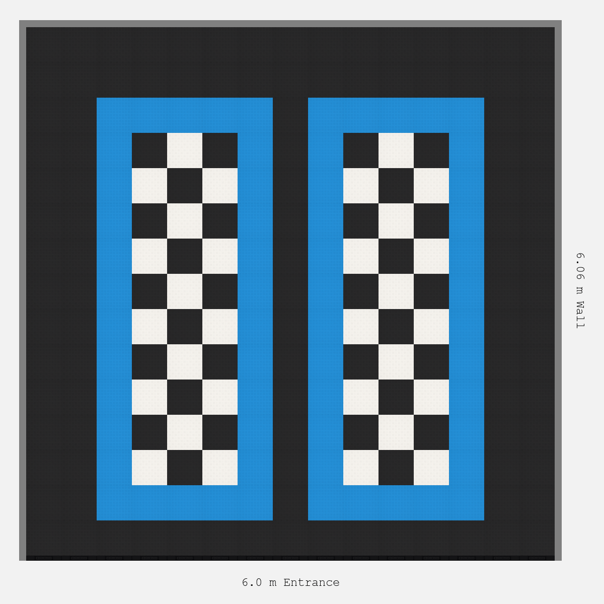 ULTRATUFF Parking Bay Chequer Infill Design Base: Jet Black - Outline: Riviera Blue - Infill: Jet Black - Alpine White