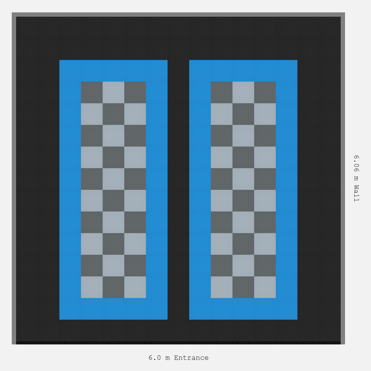 ULTRATUFF Parking Bay Chequer Infill Design Base: Jet Black - Outline: Riviera Blue - Infill: Space Grey - Silver Grey