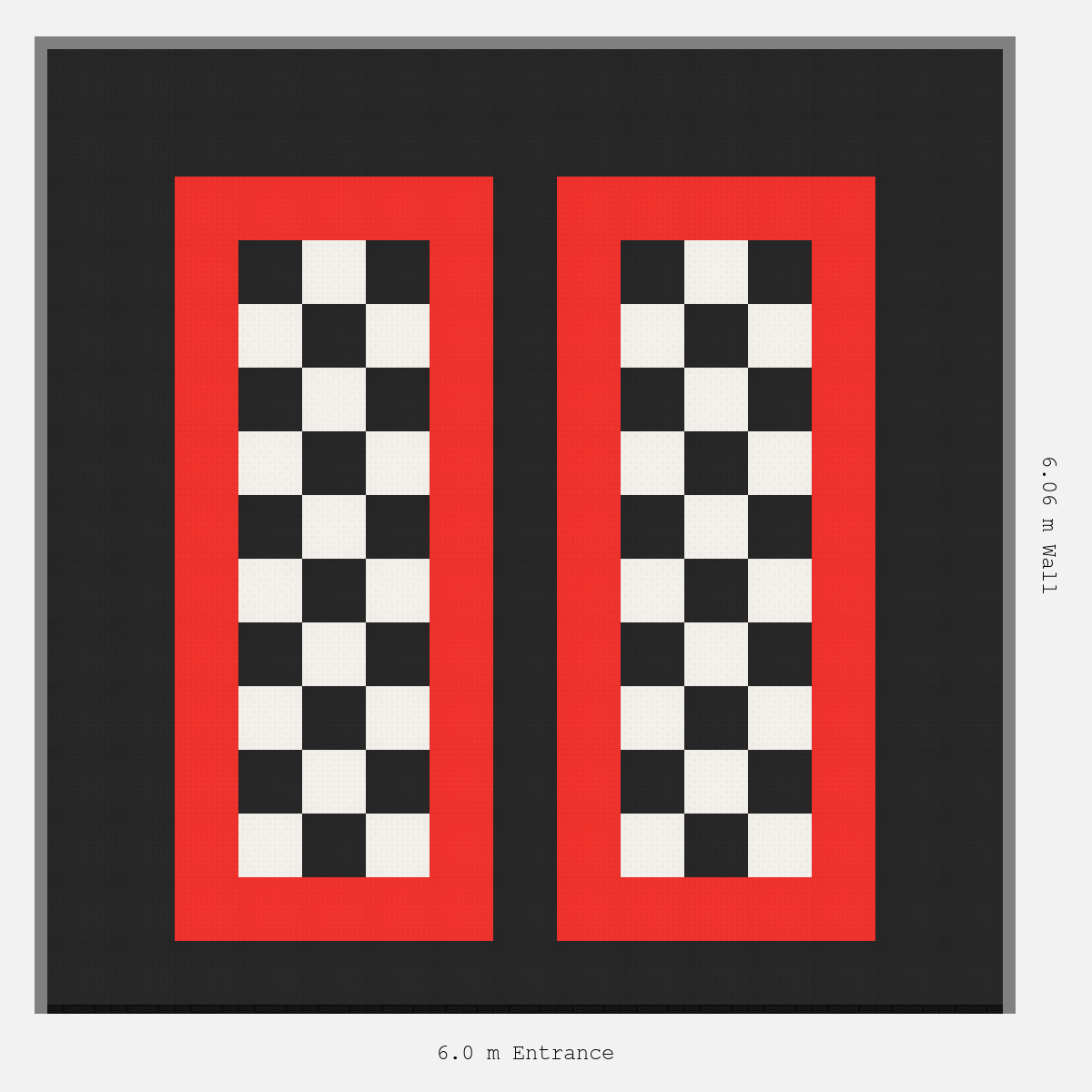 ULTRATUFF Parking Bay Chequer Infill Design Base: Jet Black - Outline: Rosso Red - Infill: Jet Black - Alpine White