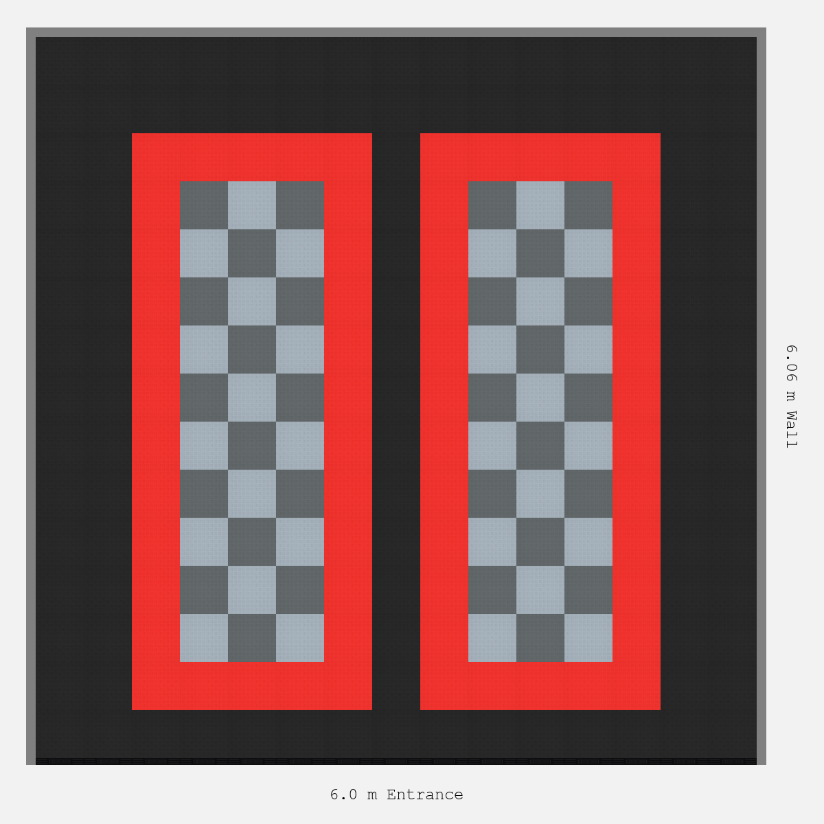 ULTRATUFF Parking Bay Chequer Infill Design Base: Jet Black - Outline: Rosso Red - Infill: Space Grey - Silver Grey