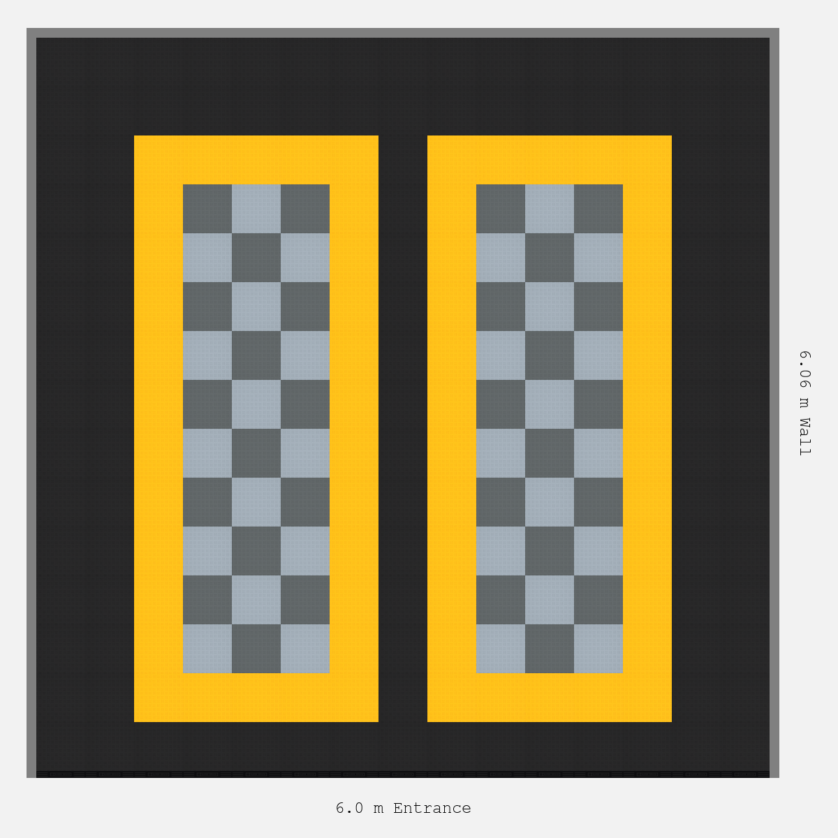 ULTRATUFF Parking Bay Chequer Infill Design Base: Jet Black - Outline: Speed Yellow - Infill: Space Grey - Silver Grey