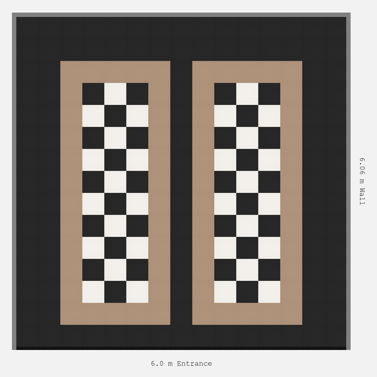 ULTRATUFF Parking Bay Chequer Infill Design Base: Jet Black - Outline: Stone Beige - Infill: Jet Black - Alpine White