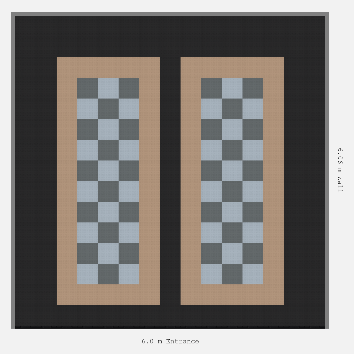 ULTRATUFF Parking Bay Chequer Infill Design Base: Jet Black - Outline: Stone Beige - Infill: Space Grey - Silver Grey