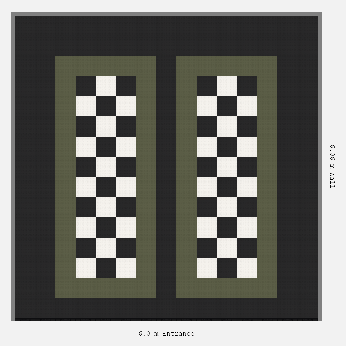 ULTRATUFF Parking Bay Chequer Infill Design Base: Jet Black - Outline: Tactical Olive - Infill: Jet Black - Alpine White