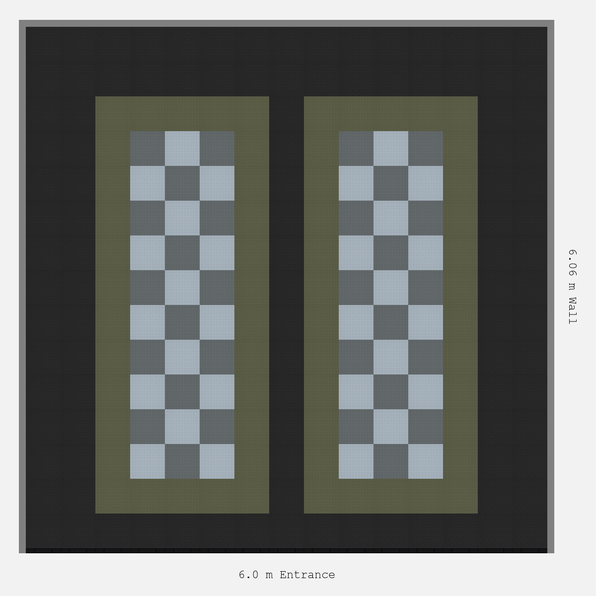 ULTRATUFF Parking Bay Chequer Infill Design Base: Jet Black - Outline: Tactical Olive - Infill: Space Grey - Silver Grey