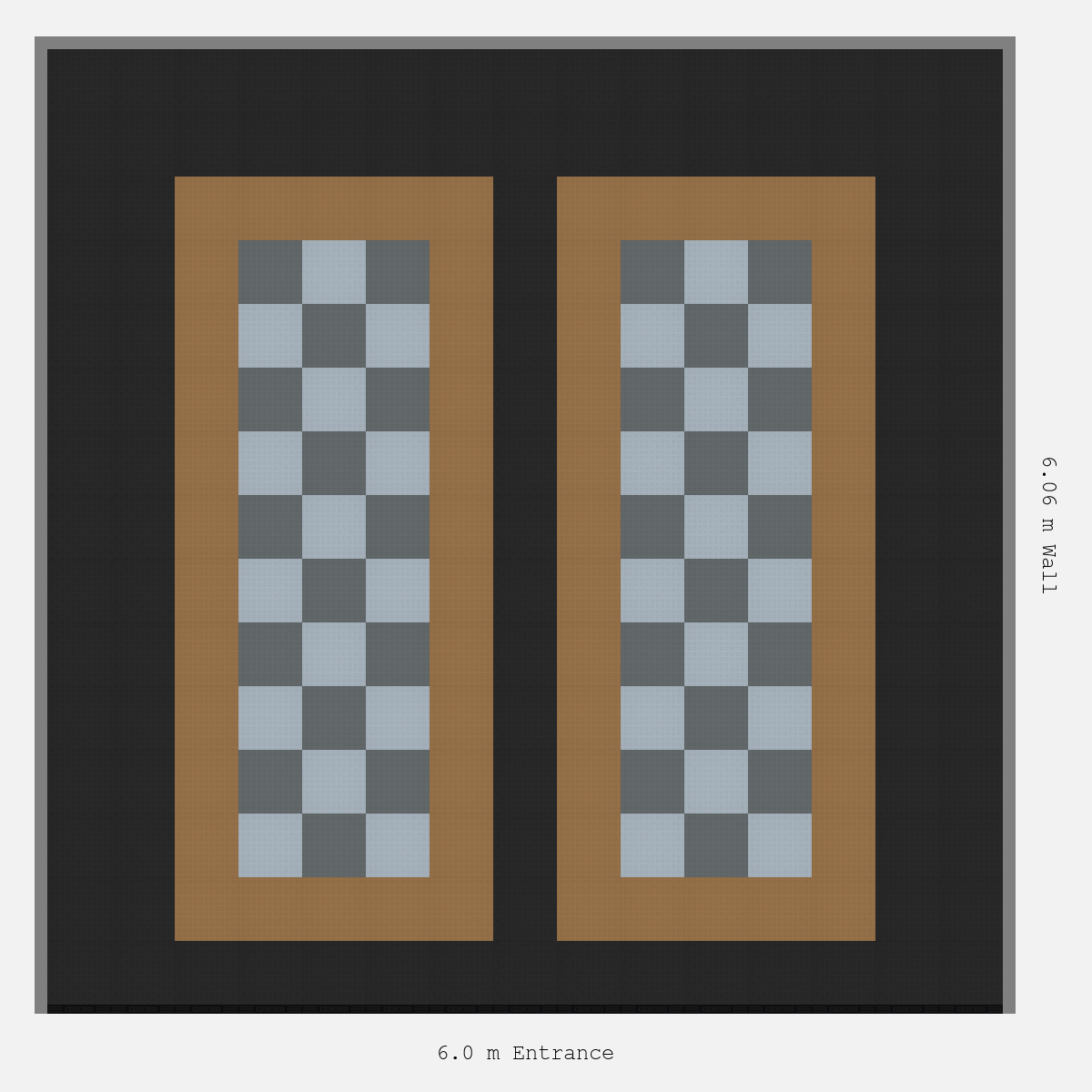 ULTRATUFF Parking Bay Chequer Infill Design Base: Jet Black - Outline: Trophy Gold - Infill: Space Grey - Silver Grey