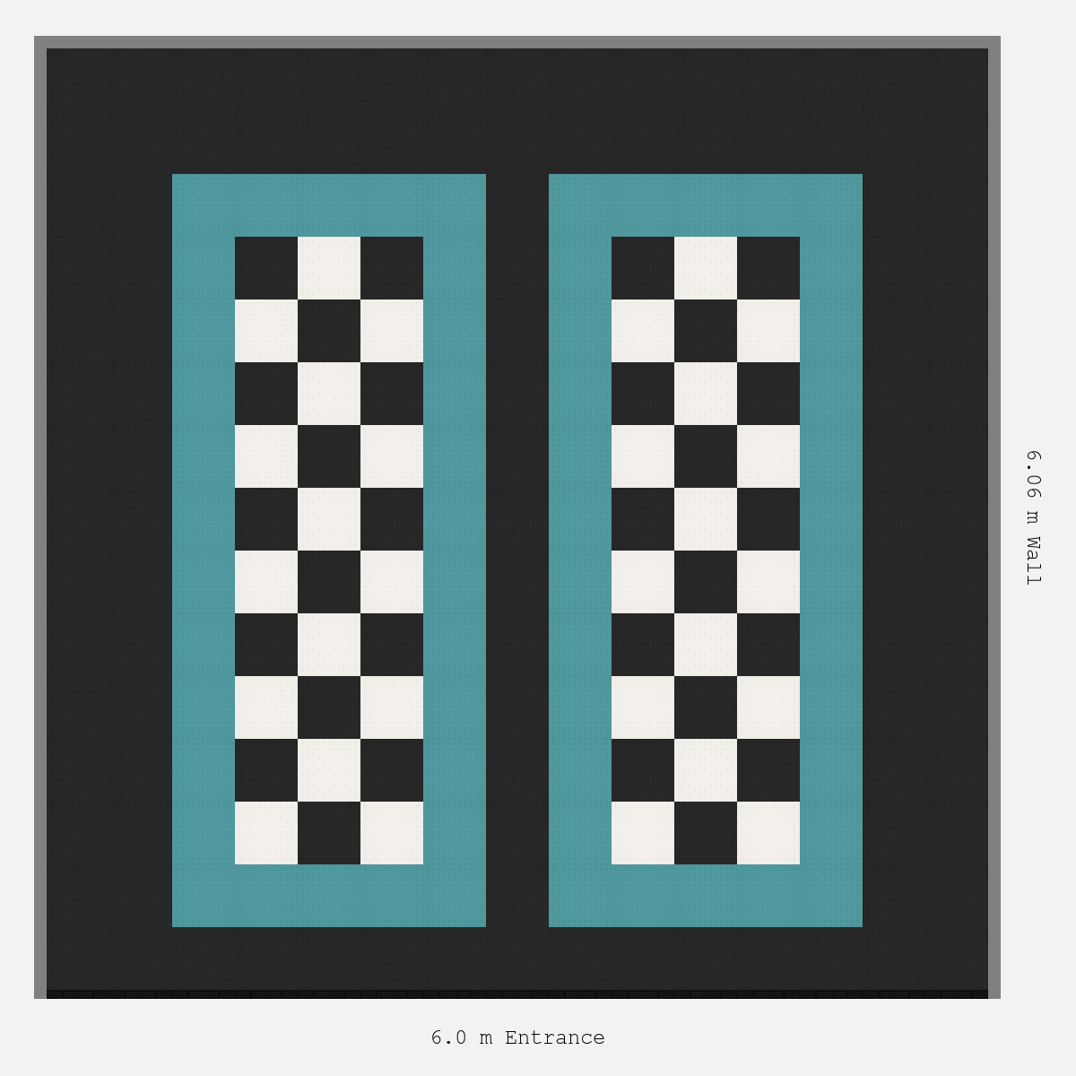 ULTRATUFF Parking Bay Chequer Infill Design Base: Jet Black - Outline: Turbo Teal - Infill: Jet Black - Alpine White