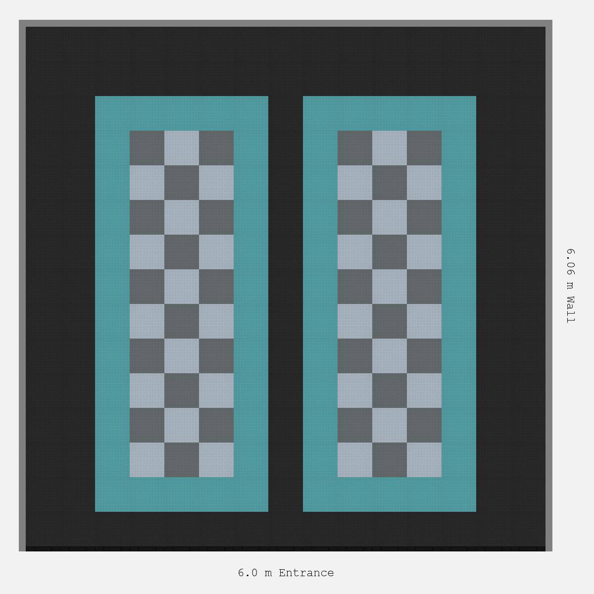 ULTRATUFF Parking Bay Chequer Infill Design Base: Jet Black - Outline: Turbo Teal - Infill: Space Grey - Silver Grey