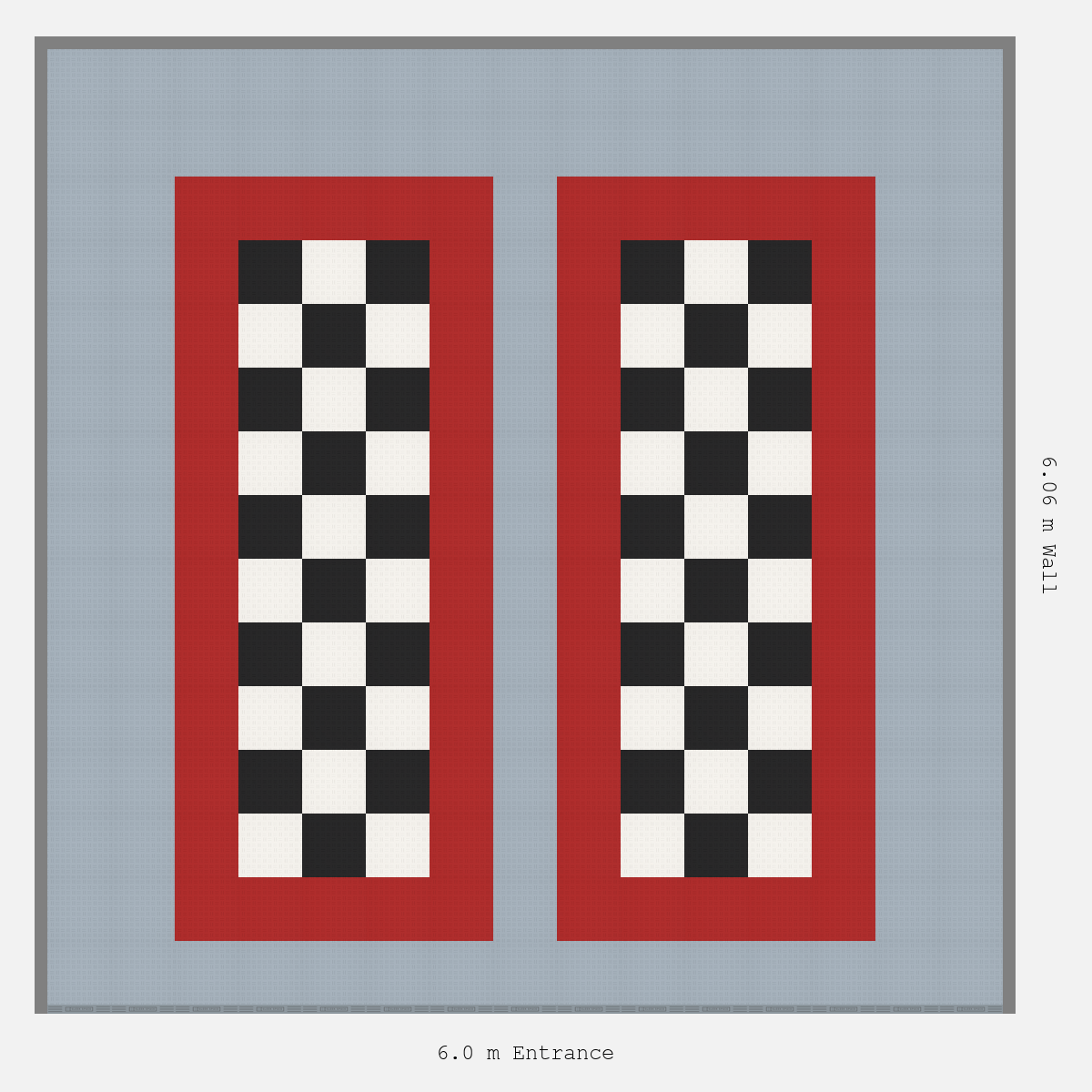 ULTRATUFF Parking Bay Chequer Infill Design Base: Silver Grey - Outline: Crimson Red - Infill: Jet Black - Alpine White