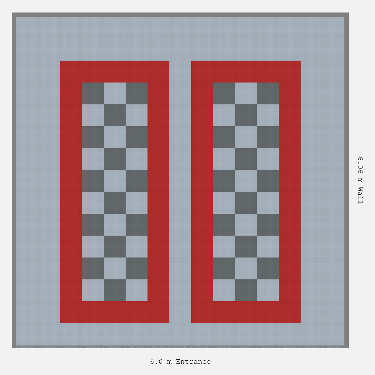 ULTRATUFF Parking Bay Chequer Infill Design Base: Silver Grey - Outline: Crimson Red - Infill: Space Grey - Silver Grey