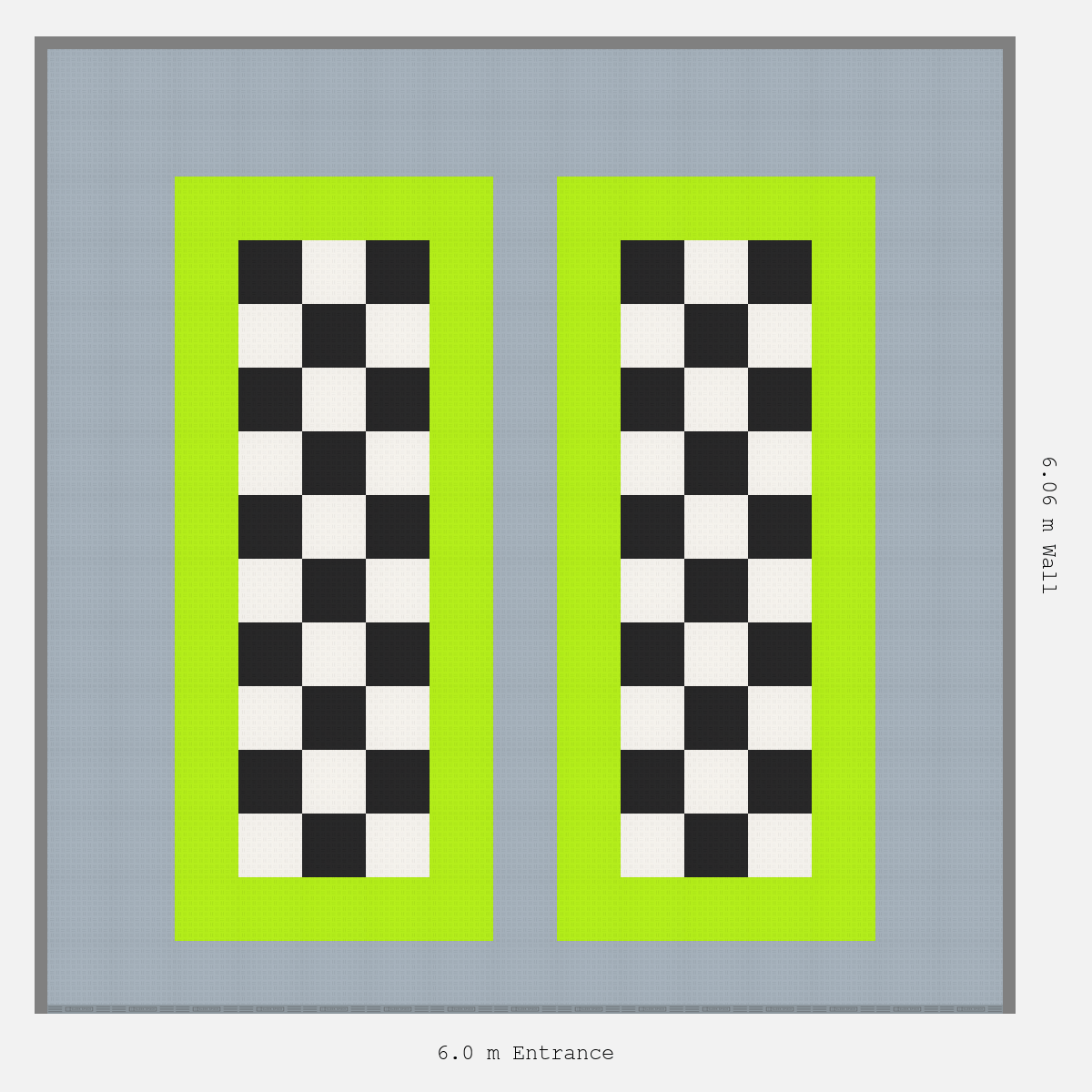 ULTRATUFF Parking Bay Chequer Infill Design Base: Silver Grey - Outline: Electric Green - Infill: Jet Black - Alpine White