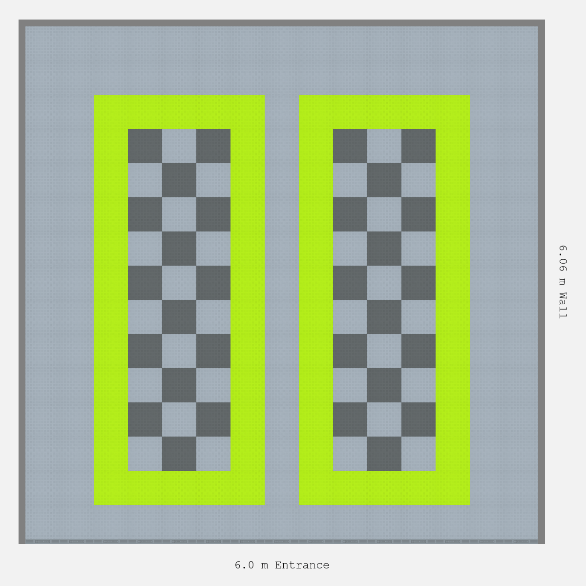 ULTRATUFF Parking Bay Chequer Infill Design Base: Silver Grey - Outline: Electric Green - Infill: Space Grey - Silver Grey