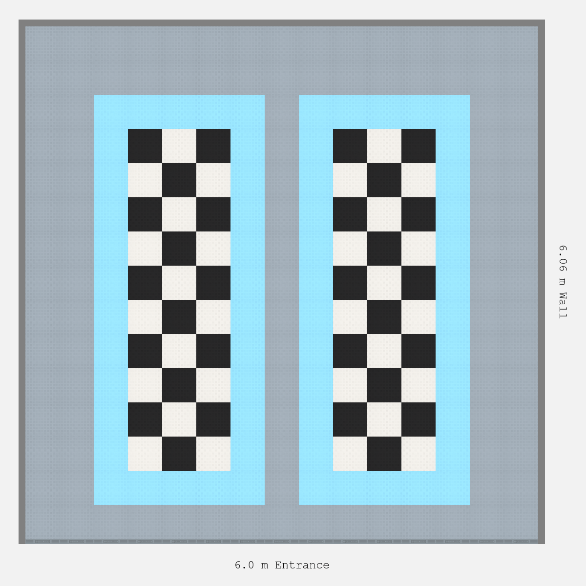 ULTRATUFF Parking Bay Chequer Infill Design Base: Silver Grey - Outline: Gulf Blue - Infill: Jet Black - Alpine White