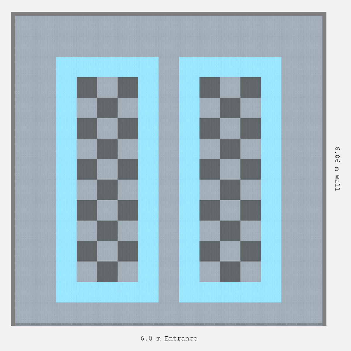 ULTRATUFF Parking Bay Chequer Infill Design Base: Silver Grey - Outline: Gulf Blue - Infill: Space Grey - Silver Grey
