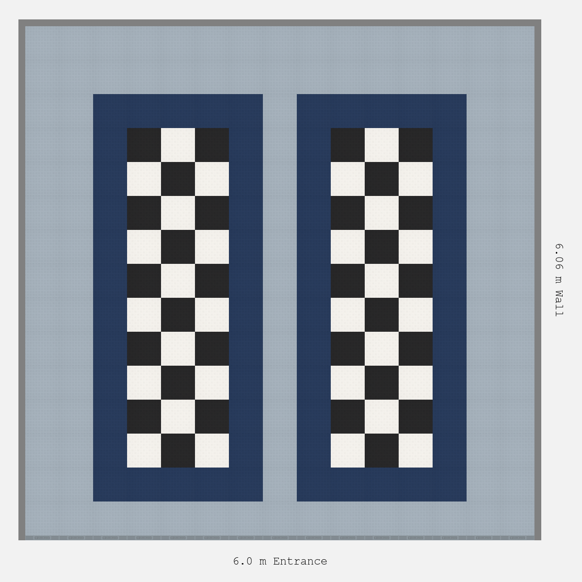 ULTRATUFF Parking Bay Chequer Infill Design Base: Silver Grey - Outline: Night Blue - Infill: Jet Black - Alpine White