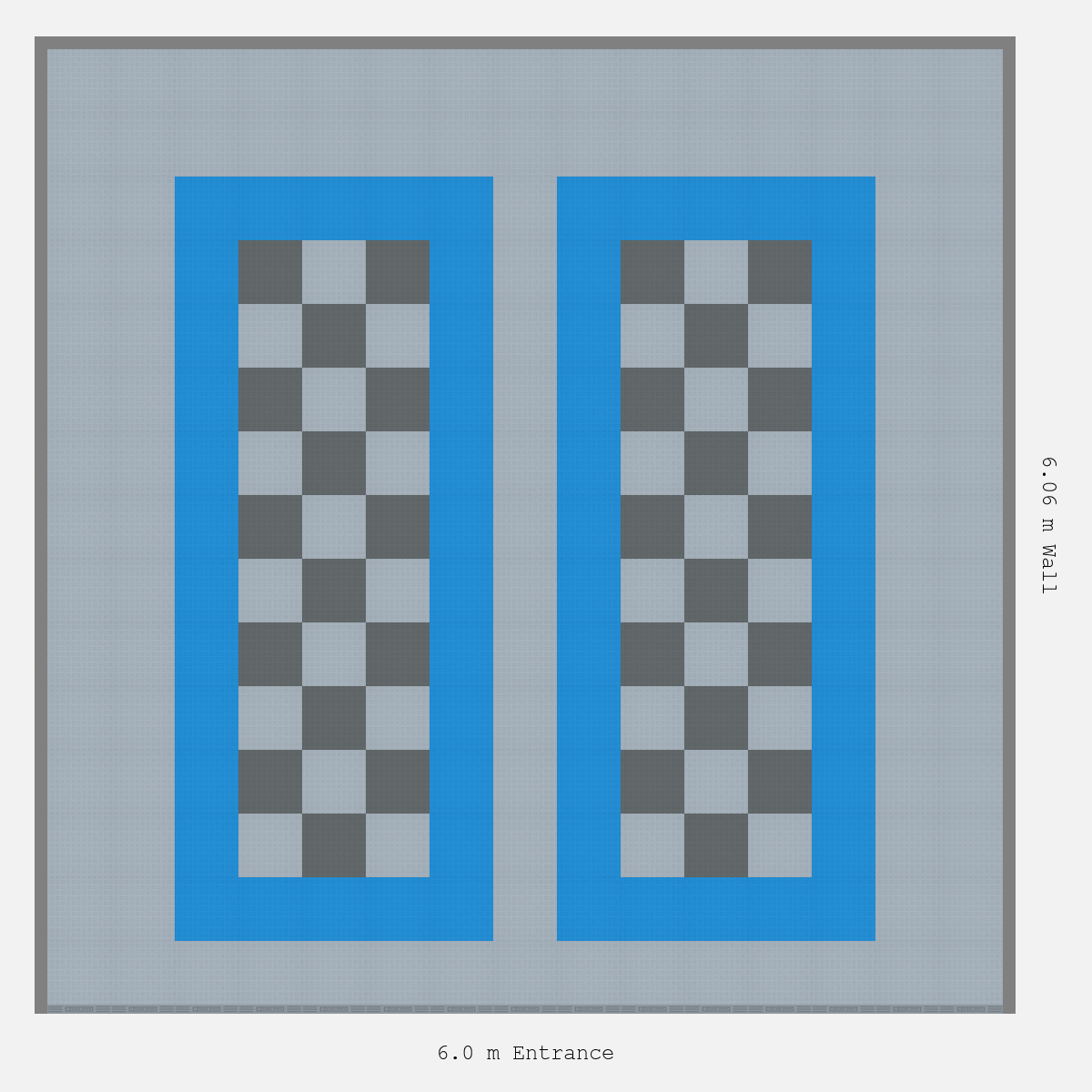 ULTRATUFF Parking Bay Chequer Infill Design Base: Silver Grey - Outline: Riviera Blue - Infill: Space Grey - Silver Grey