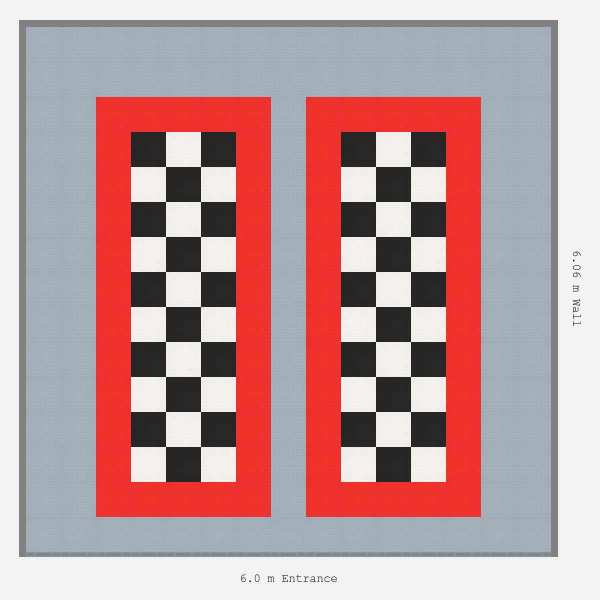 ULTRATUFF Parking Bay Chequer Infill Design Base: Silver Grey - Outline: Rosso Red - Infill: Jet Black - Alpine White