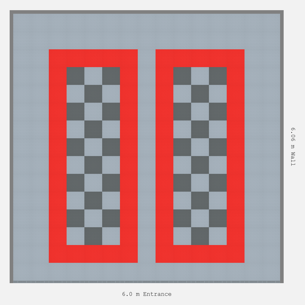 ULTRATUFF Parking Bay Chequer Infill Design Base: Silver Grey - Outline: Rosso Red - Infill: Space Grey - Silver Grey