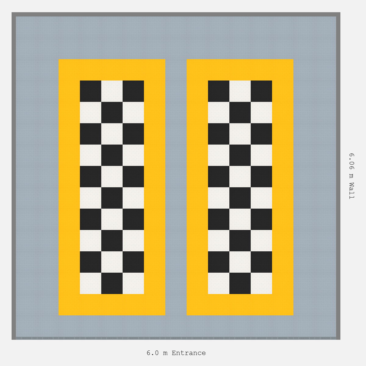 ULTRATUFF Parking Bay Chequer Infill Design Base: Silver Grey - Outline: Speed Yellow - Infill: Jet Black - Alpine White