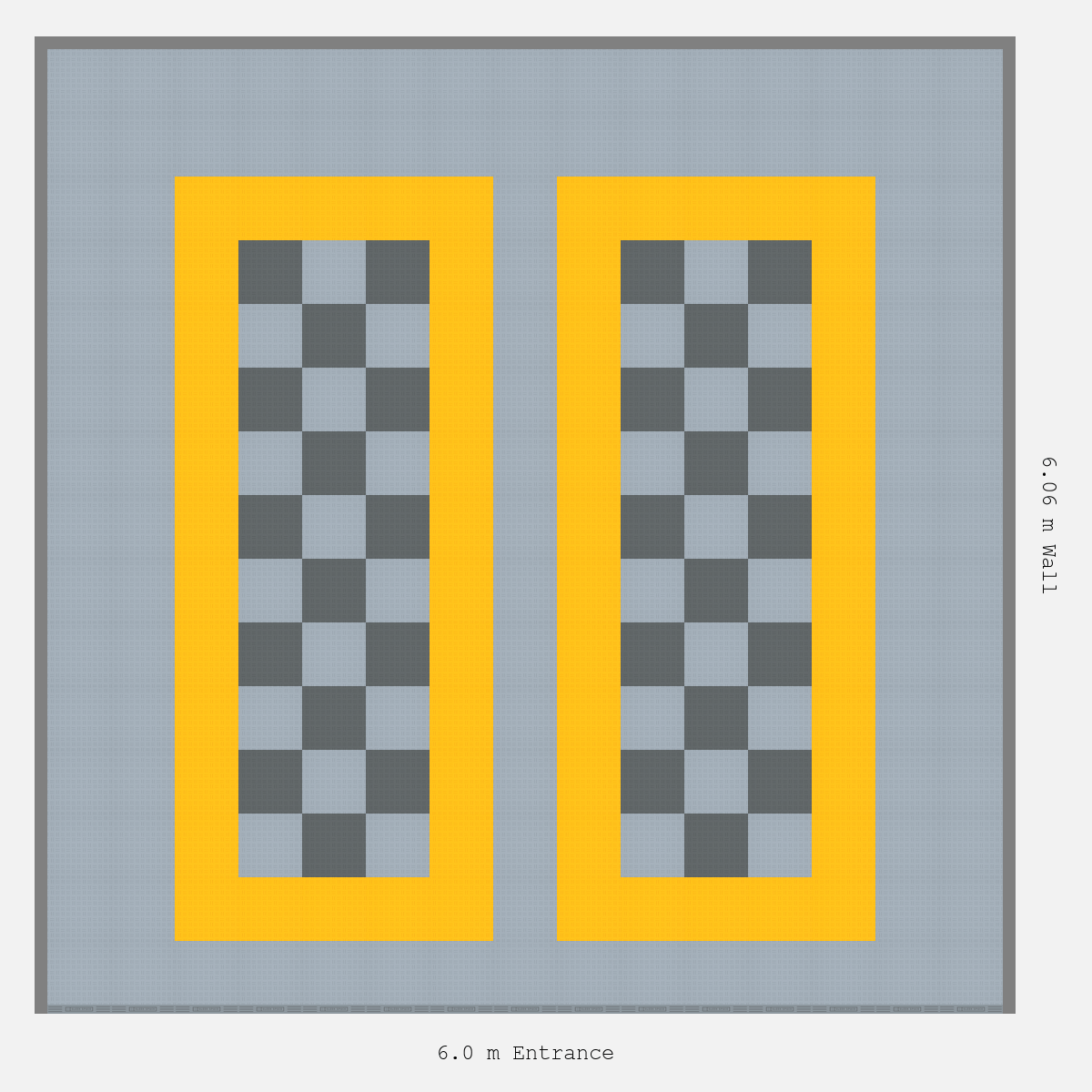 ULTRATUFF Parking Bay Chequer Infill Design Base: Silver Grey - Outline: Speed Yellow - Infill: Space Grey - Silver Grey