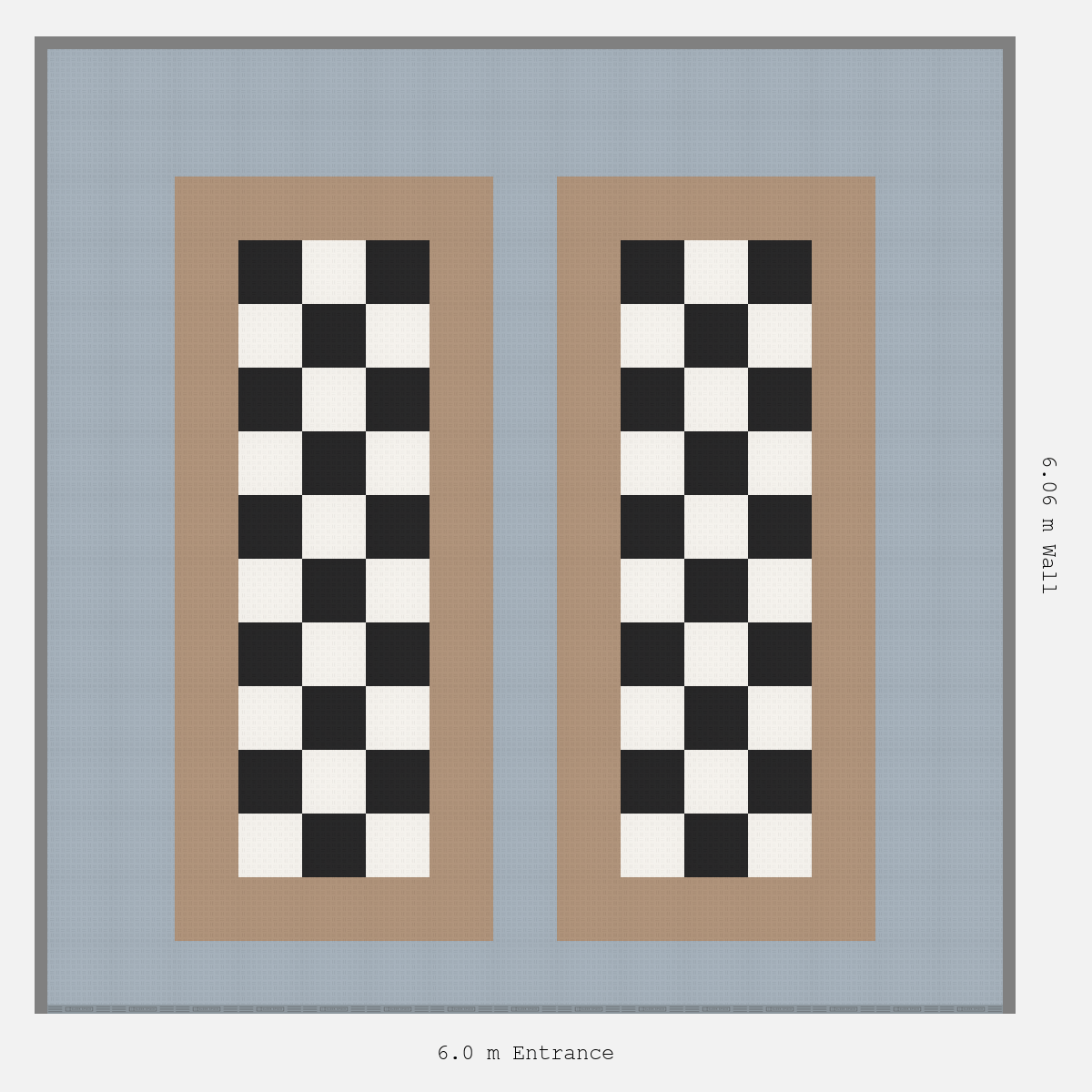 ULTRATUFF Parking Bay Chequer Infill Design Base: Silver Grey - Outline: Stone Beige - Infill: Jet Black - Alpine White