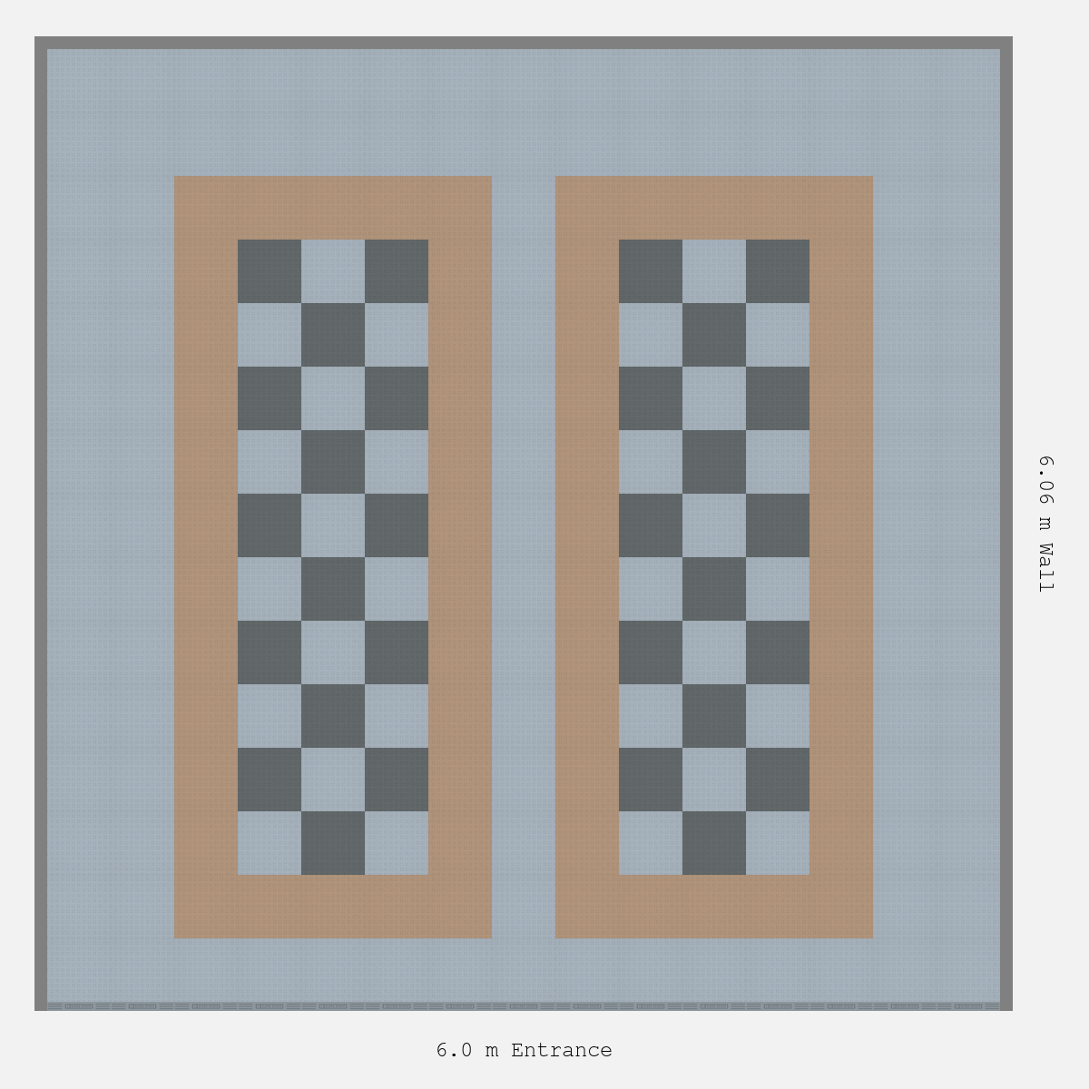 ULTRATUFF Parking Bay Chequer Infill Design Base: Silver Grey - Outline: Stone Beige - Infill: Space Grey - Silver Grey