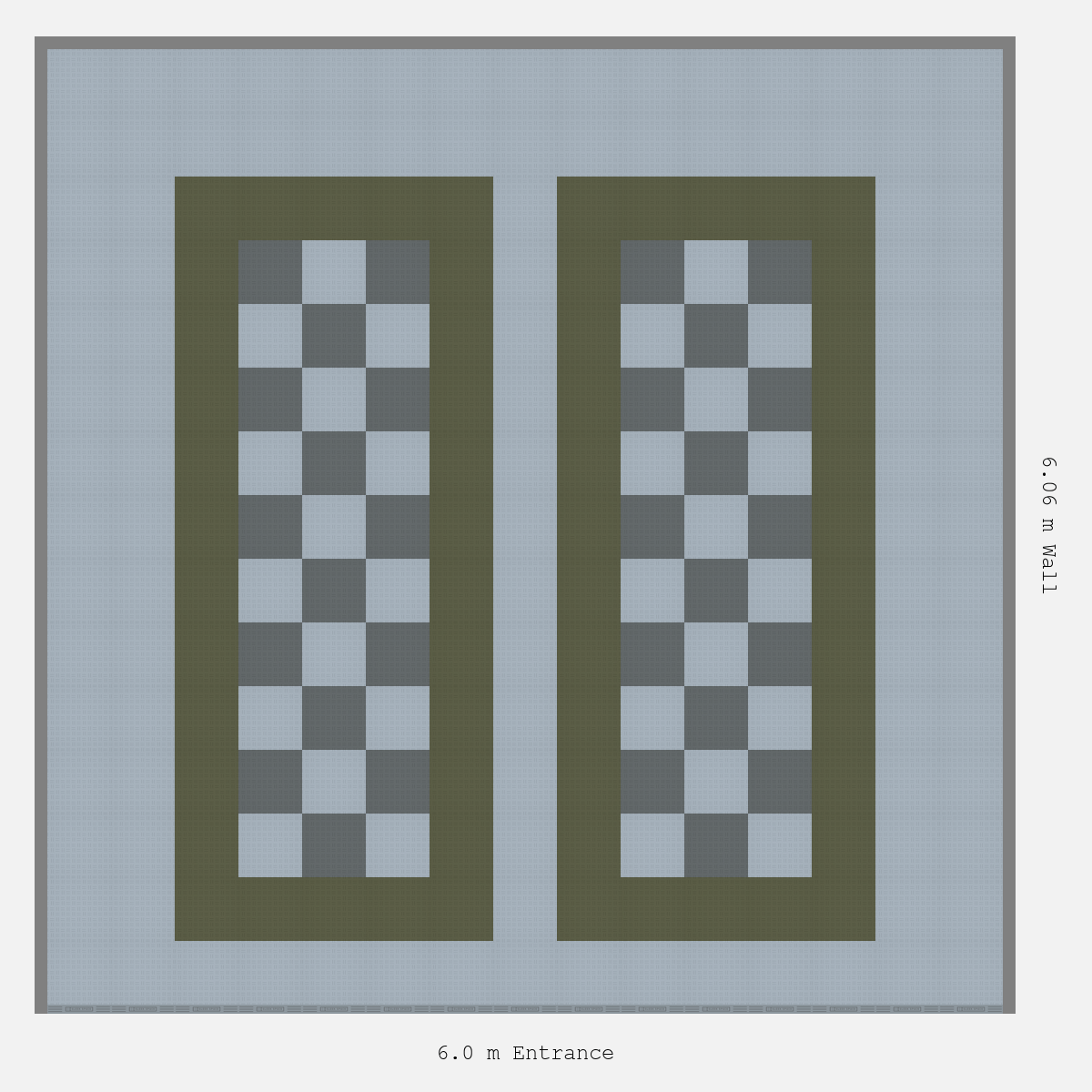 ULTRATUFF Parking Bay Chequer Infill Design Base: Silver Grey - Outline: Tactical Olive - Infill: Space Grey - Silver Grey
