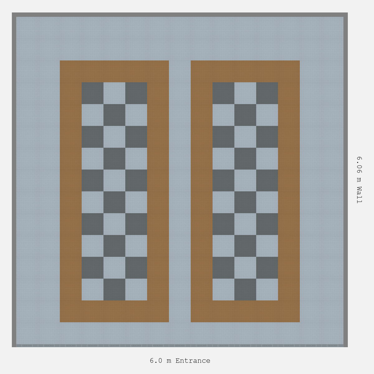 ULTRATUFF Parking Bay Chequer Infill Design Base: Silver Grey - Outline: Trophy Gold - Infill: Space Grey - Silver Grey