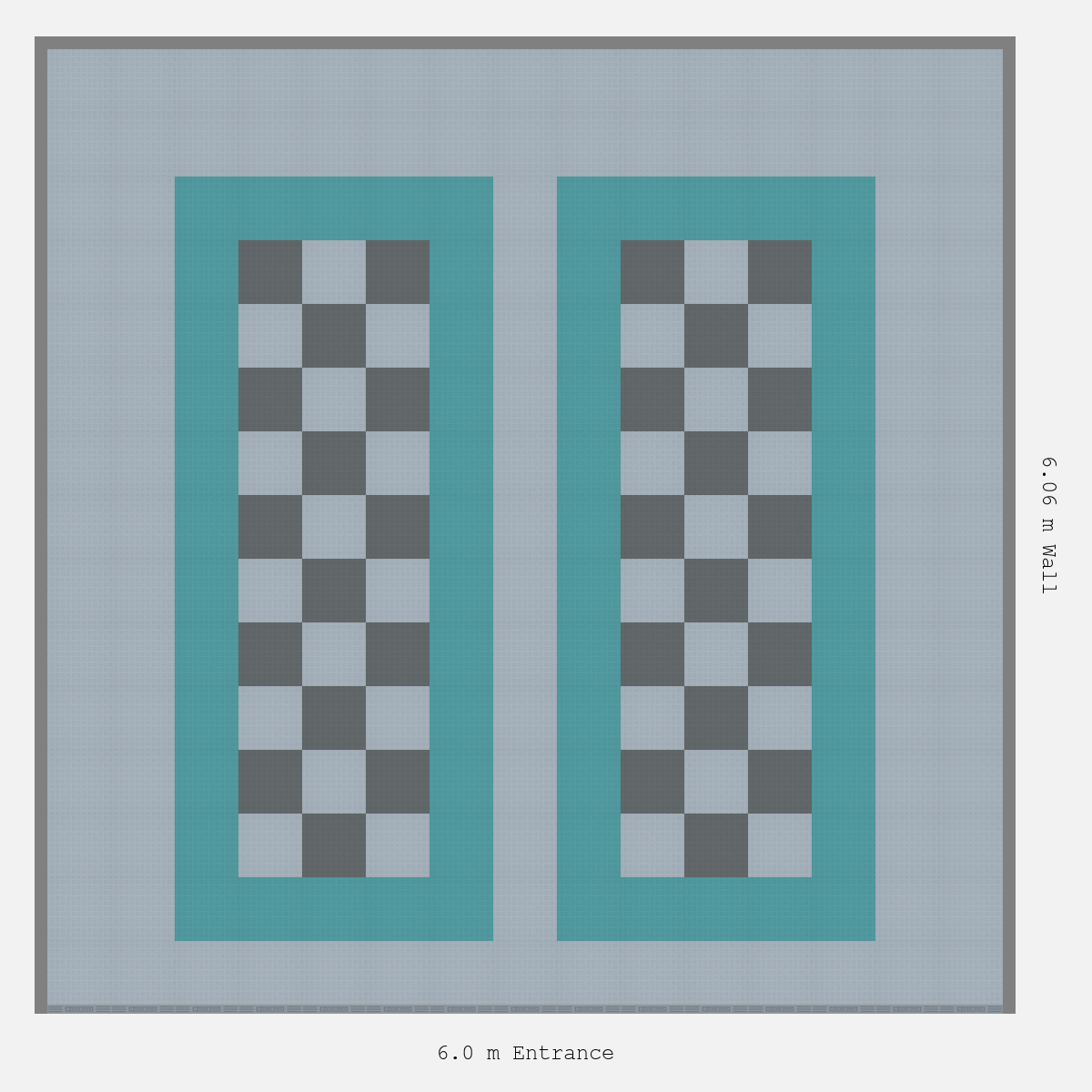 ULTRATUFF Parking Bay Chequer Infill Design Base: Silver Grey - Outline: Turbo Teal - Infill: Space Grey - Silver Grey