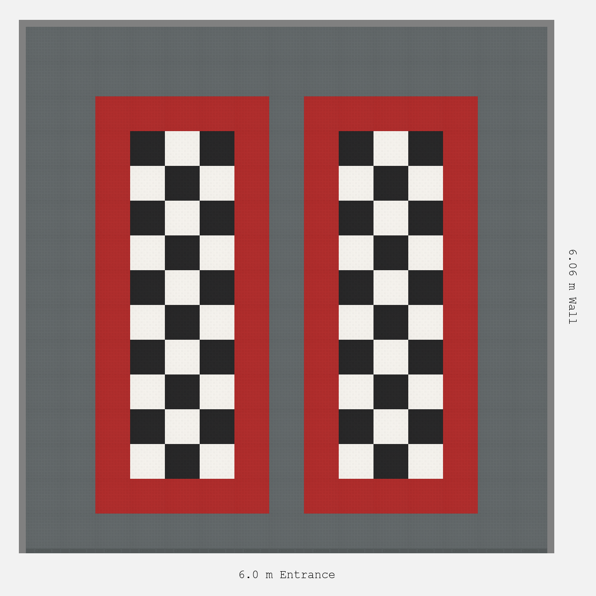 ULTRATUFF Parking Bay Chequer Infill Design Base: Space Grey - Outline: Crimson Red - Infill: Jet Black - Alpine White
